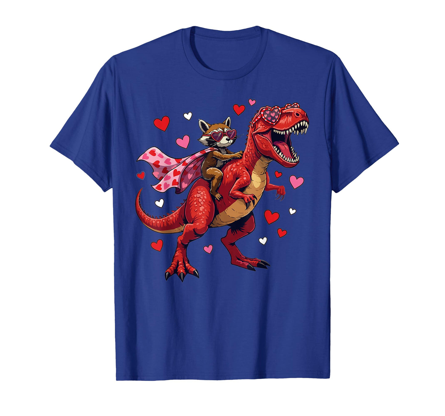 Valentines Day Raccoon Riding T rex Dinosaur T-Shirt