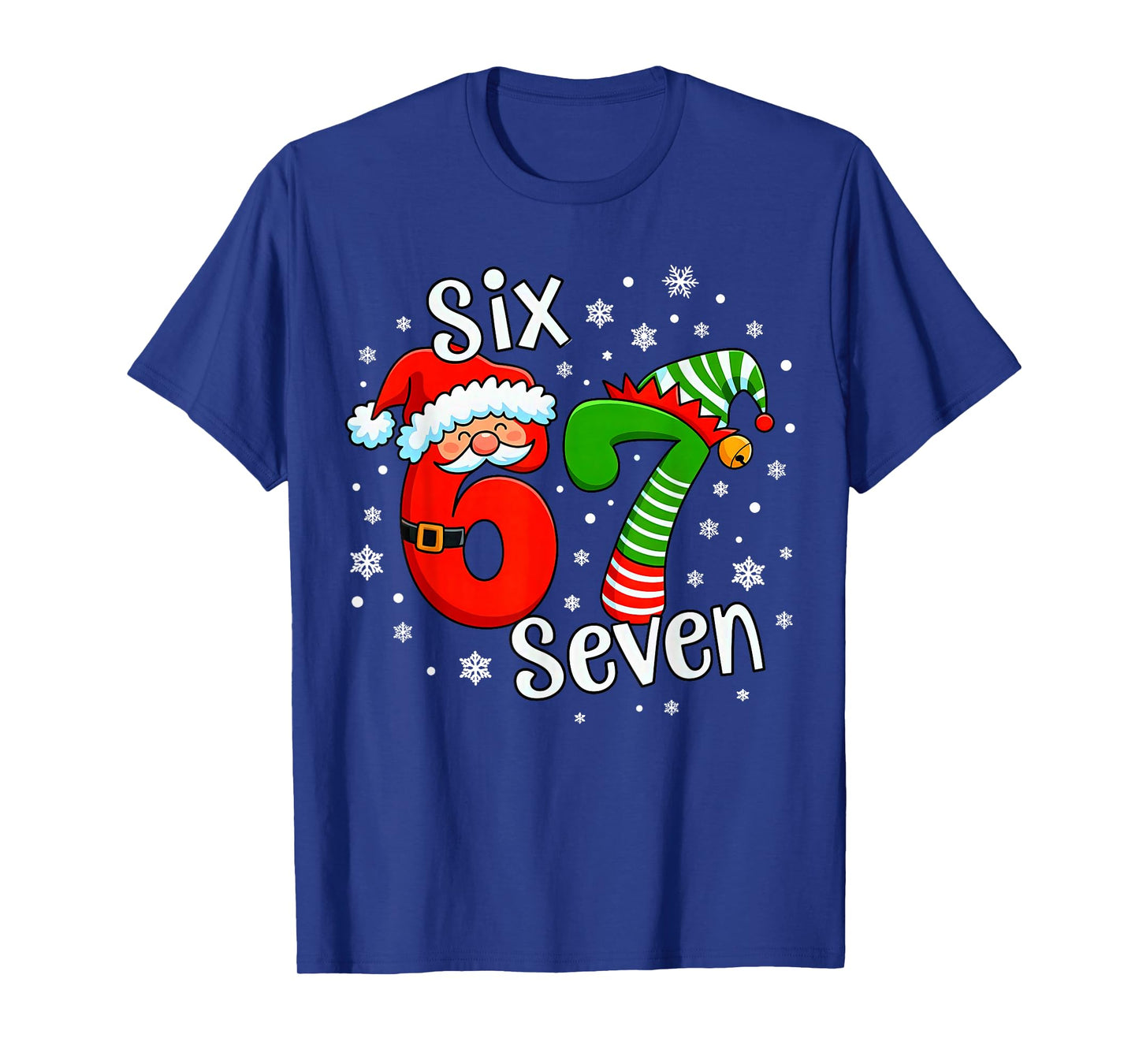 Six Seven 67 Meme 6 7 Elf Santa Christmas T-Shirt