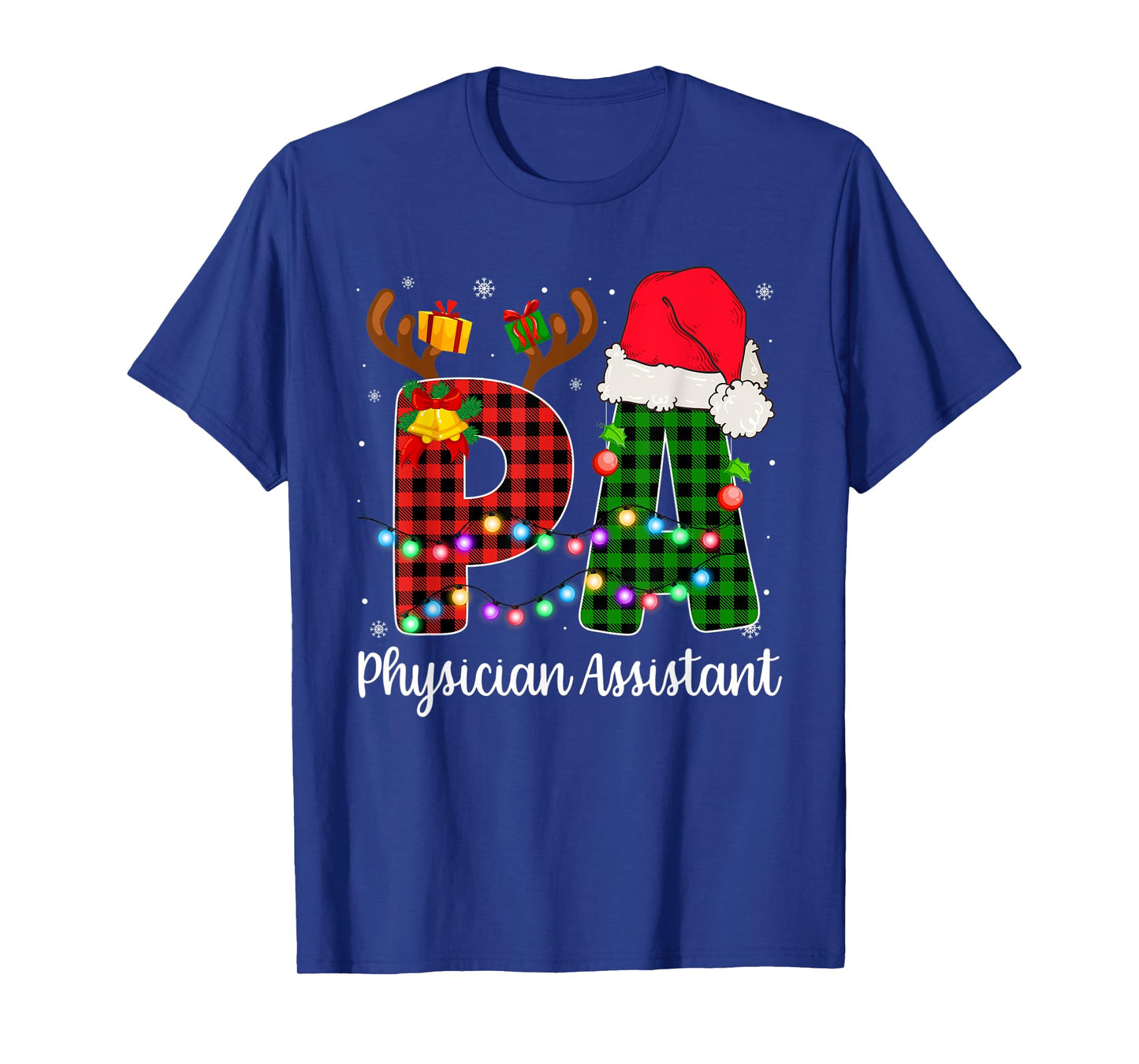 Physician Assistant Christmas Lights Red Plaid PA Nurse CNA T-Shirt