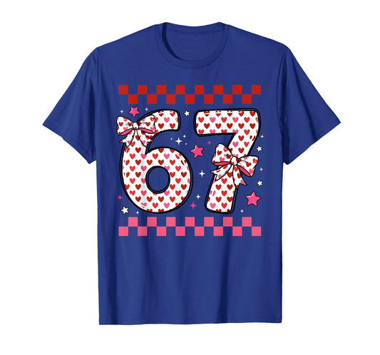 Valentine 67 Six Seven 6-7 Funny Heart Bow for Kids Girls T-Shirt