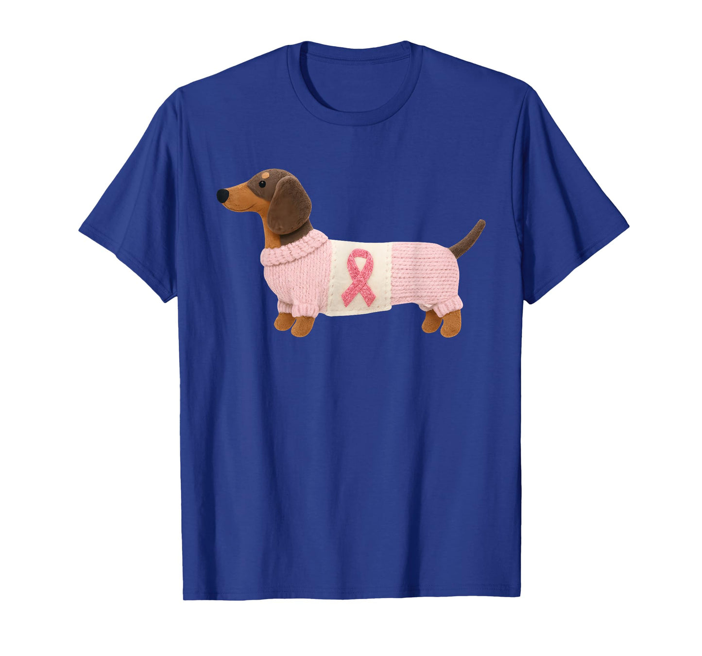 Dachshund Pink Ribbon Breast Cancer Awareness Support T-Shirt