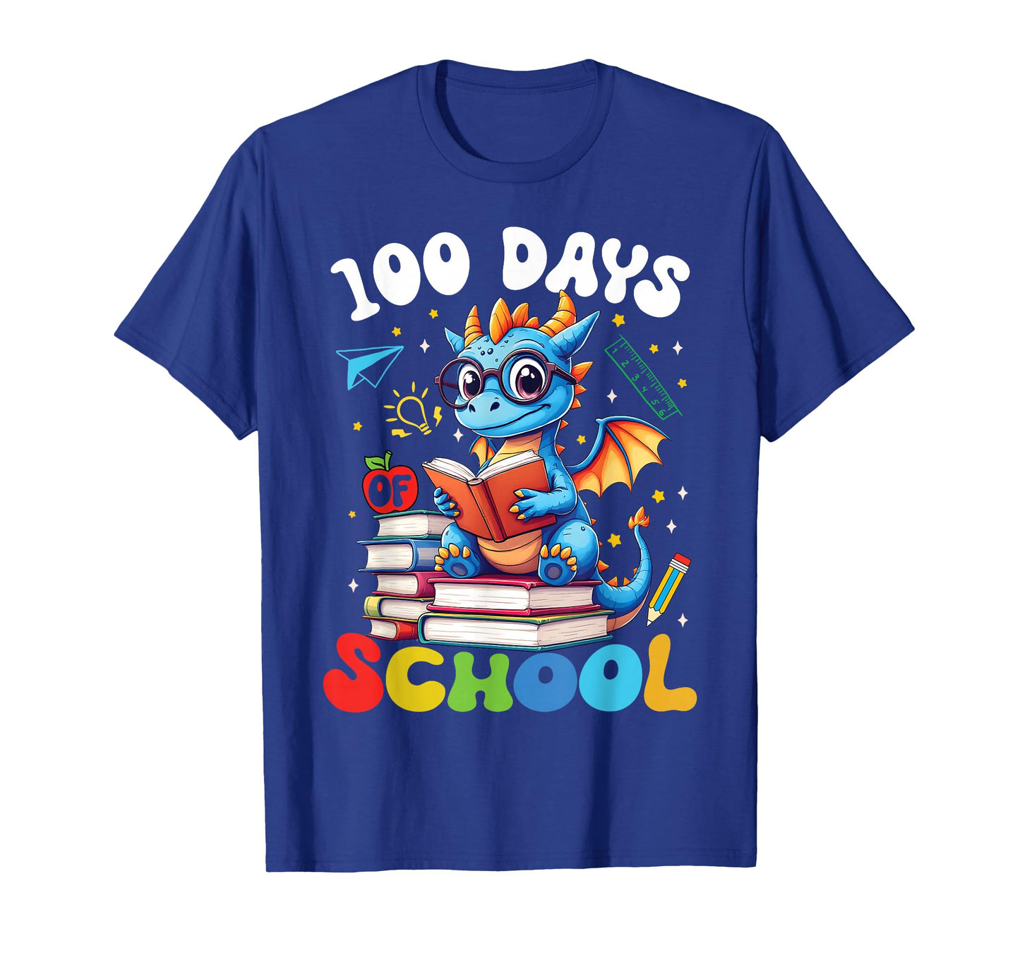 100 Days of School Dragon Reading 100th Day Boys Girls Kids T-Shirt