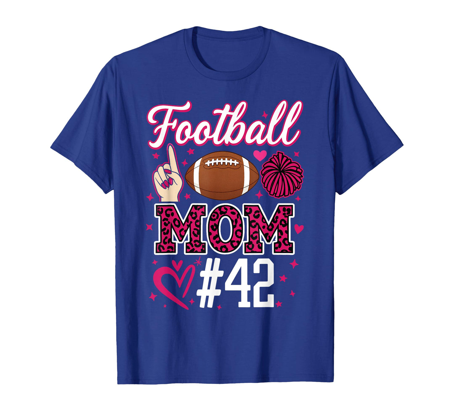 Number 42 Biggest Fan Football Mom Woman Supporter Son Cheer T-Shirt