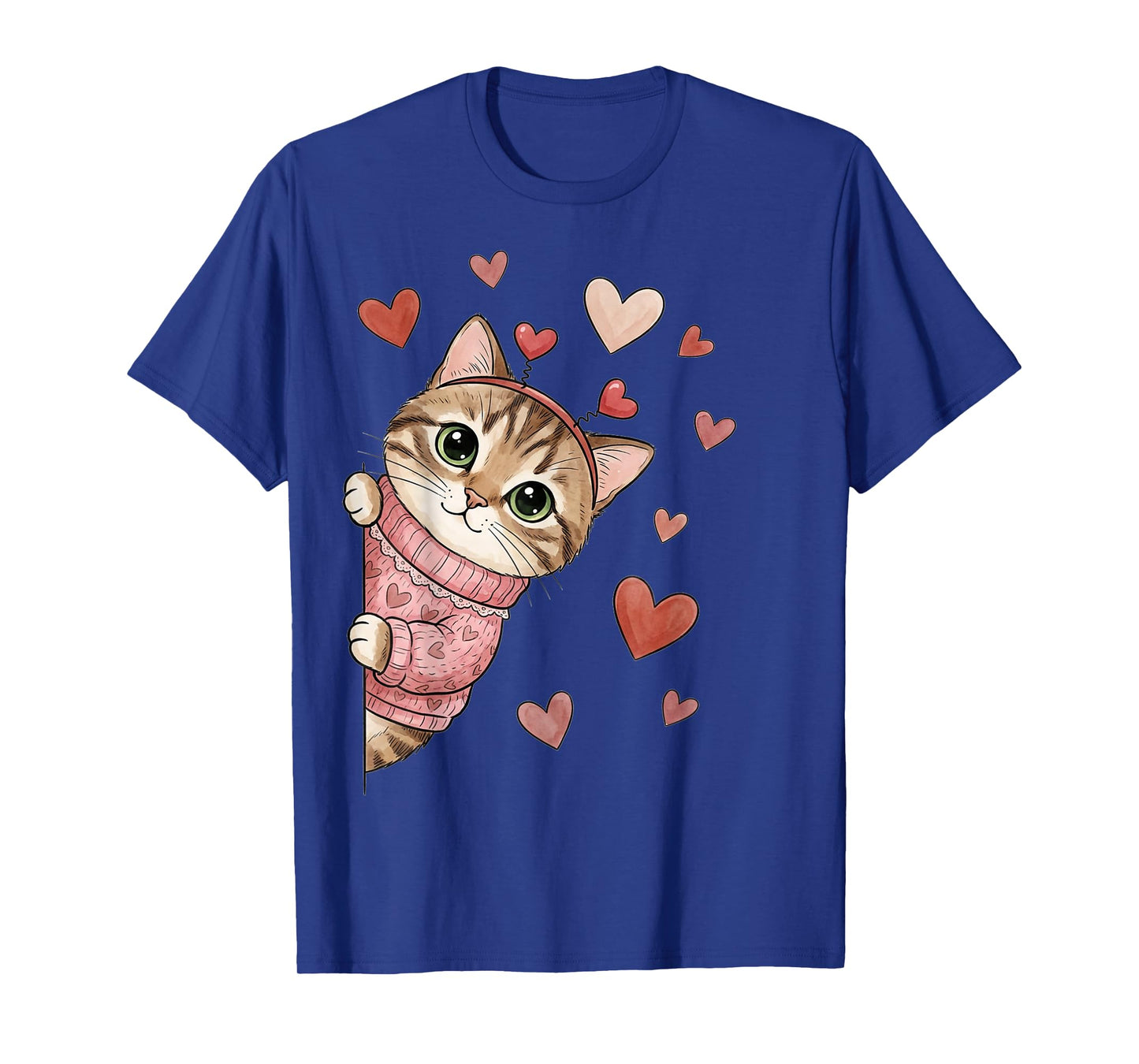 Cute Cat Valentines with Hearts Meow Cats Valentine T-Shirt