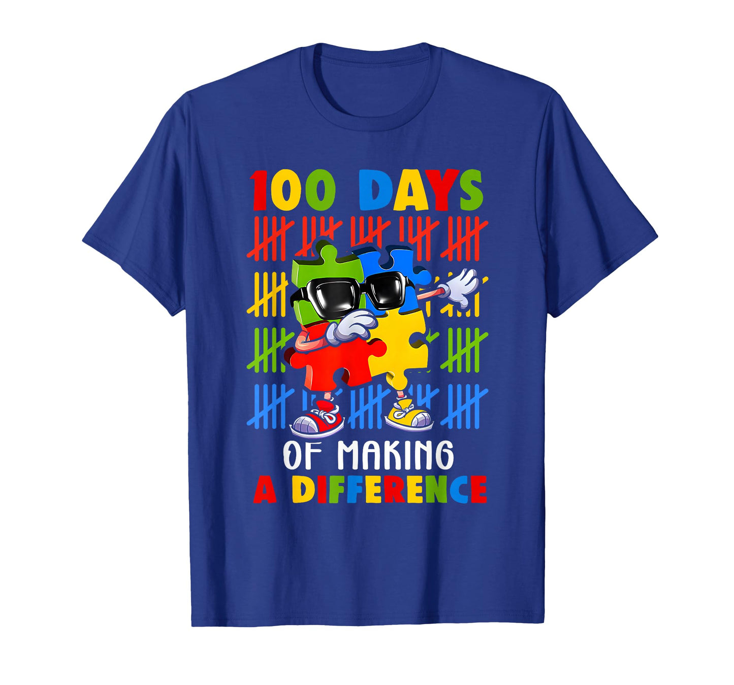 100 Days of Difference Autism Awareness 100th Day of School T-Shirt
