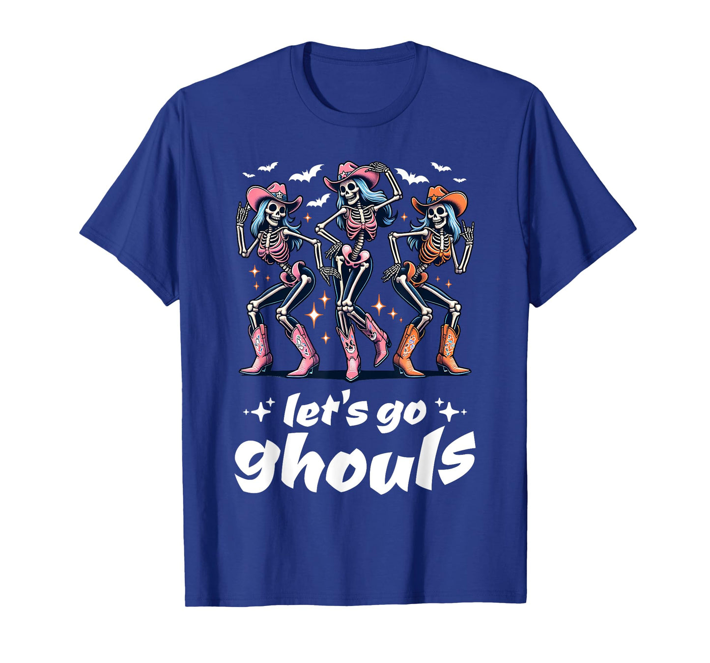 Funny Cowgirls Let's Go Ghouls Halloween Cowgirl Skeleton T-Shirt