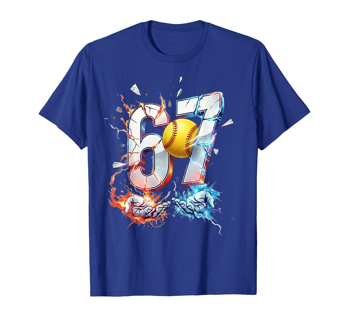 6 7 Softball Six Seven Meme 67 Hands Funny Kids Men Women T-Shirt