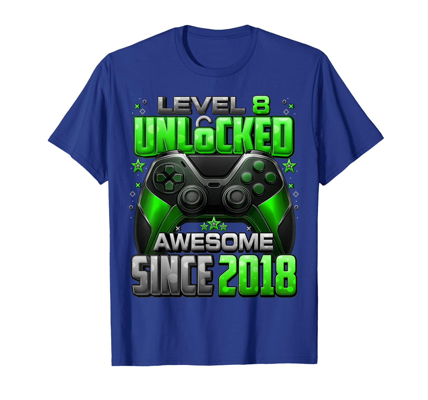 Level 8 Unlocked Awesome Since 2018 8th Birthday Gaming T-Shirt
