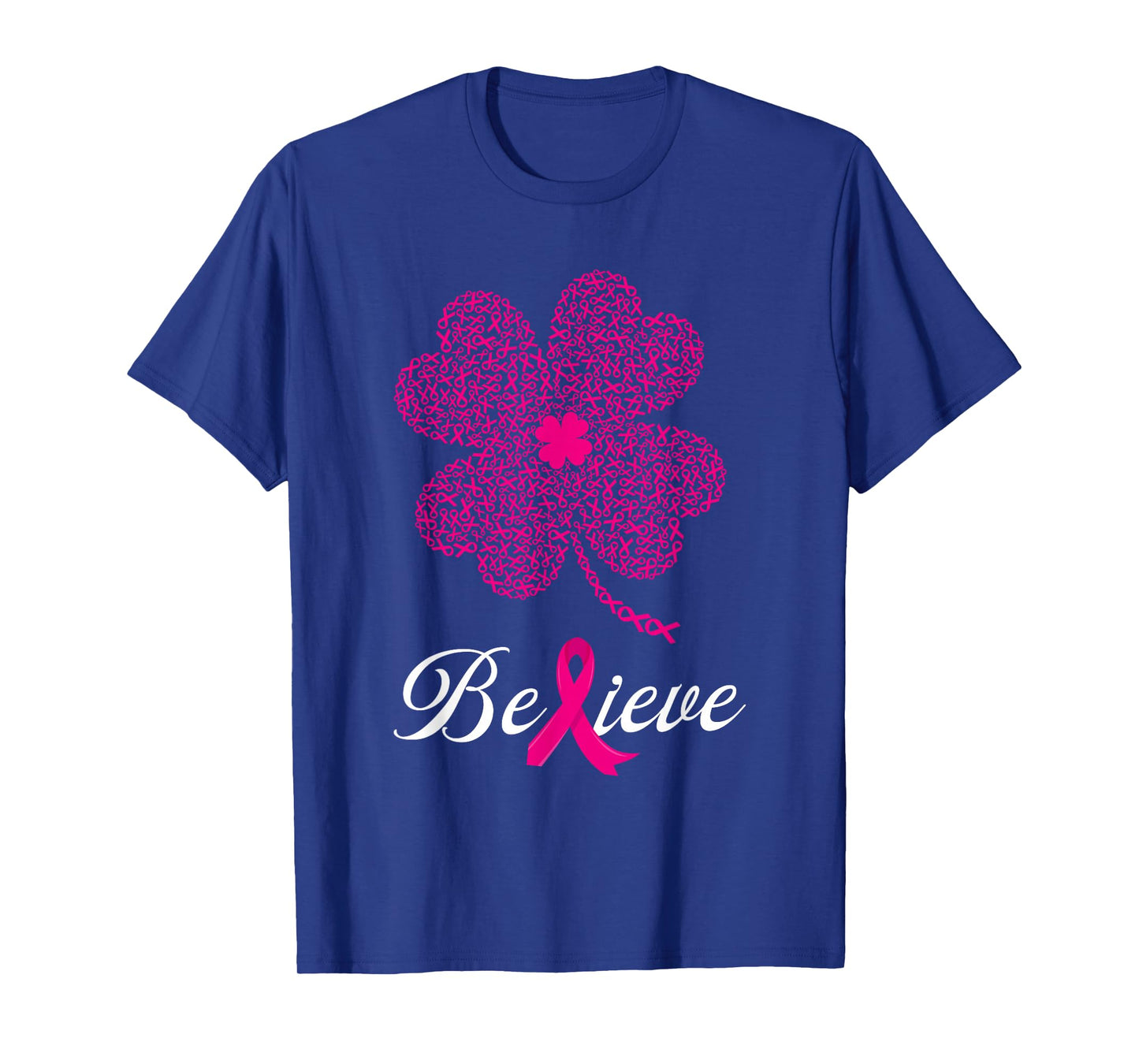 Pink Ribbon Shamrock Believe Breast Cancer St Patrick's Day T-Shirt