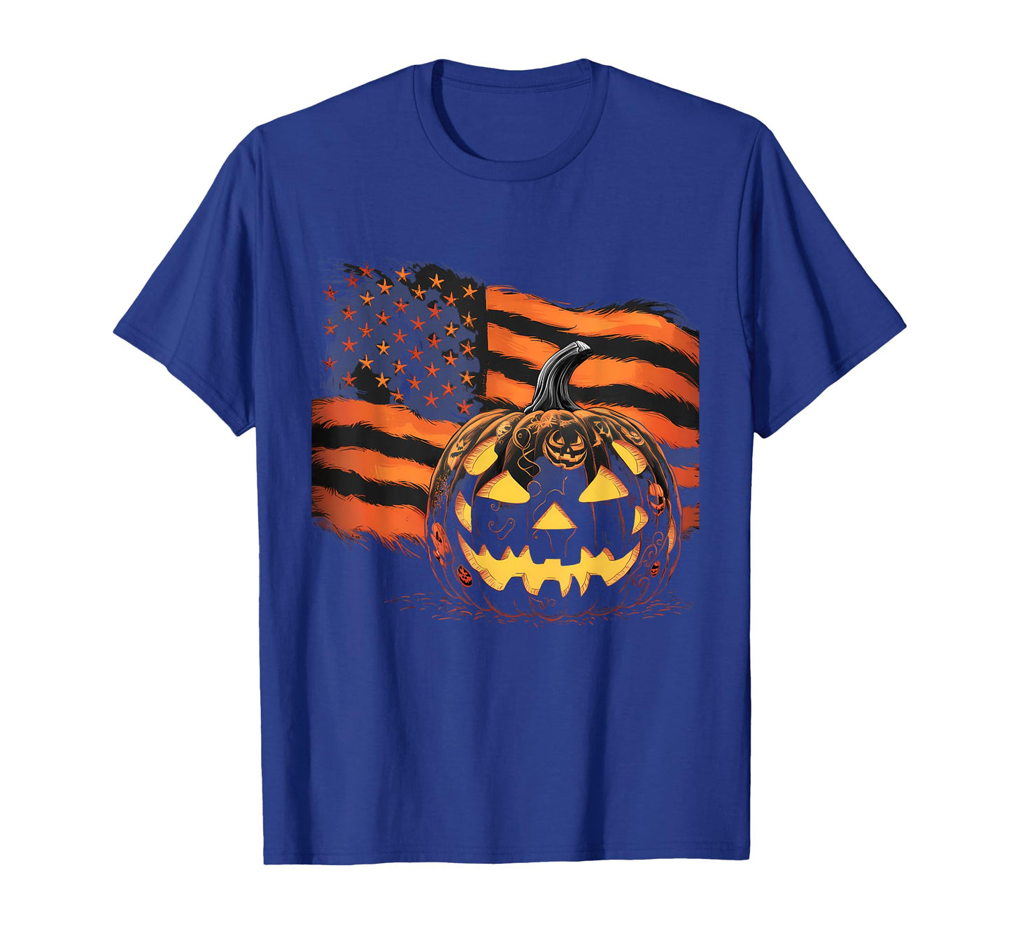 Halloween Tshirt Pumpkin American Flag Horror Party Costume T-Shirt