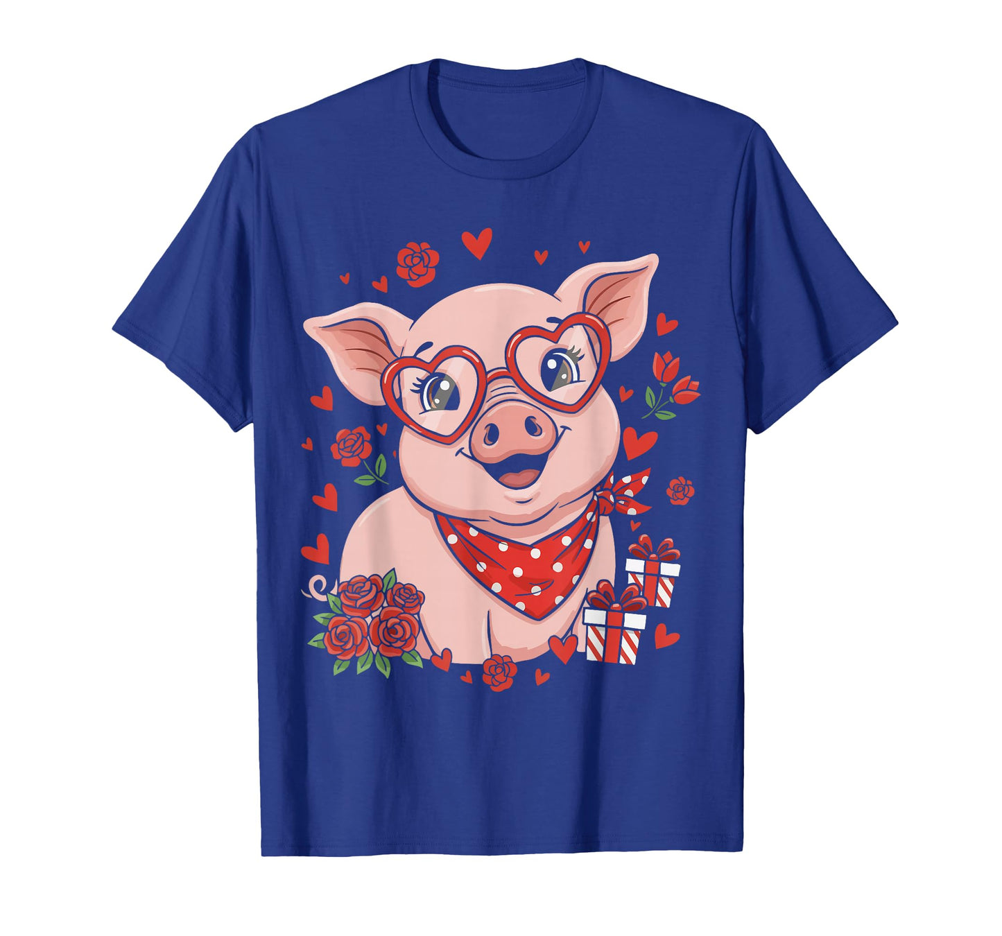 Pig Cute Farm Animal Sunglasses Heart Love Valentine T-Shirt