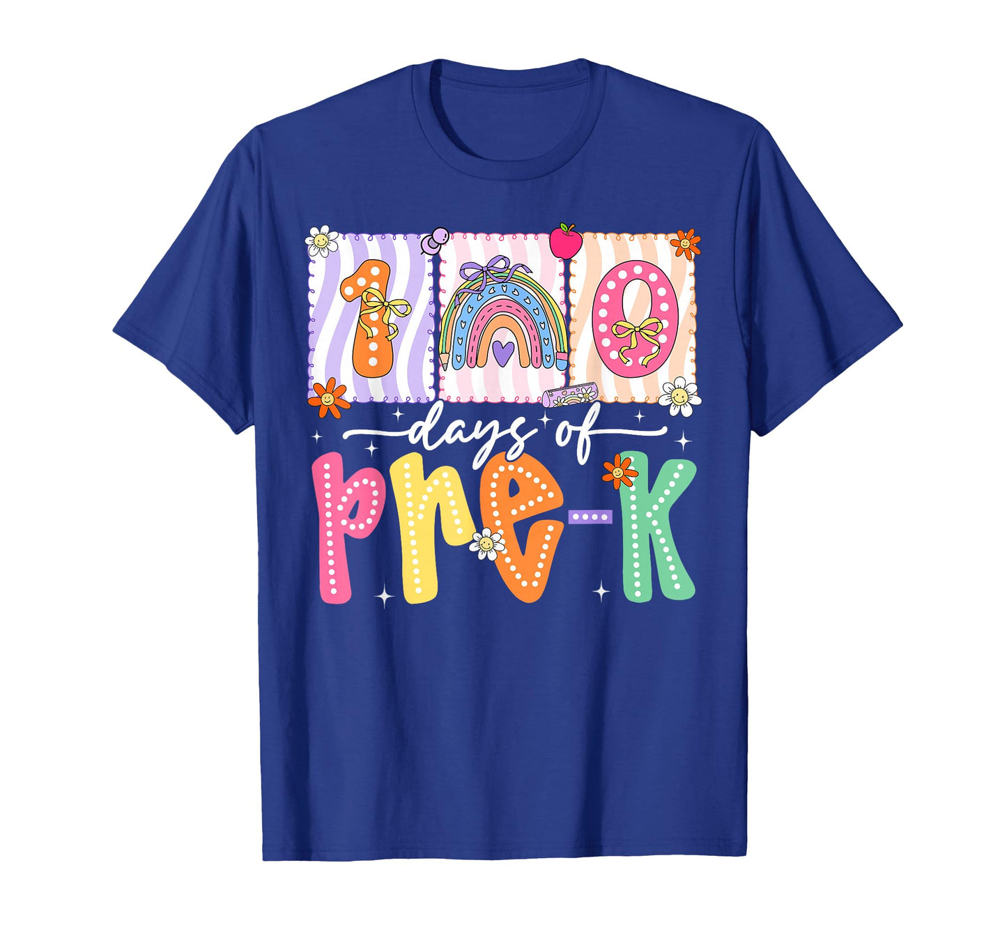 Preppy Rainbow Coquette Bow 100 Days of Pre-K Girl Kid T-Shirt