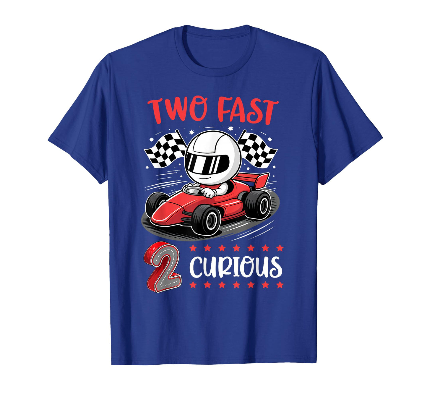 Kid Two Fast 2 Curious 2nd Birthday Two Years Old Car Racing T-Shirt