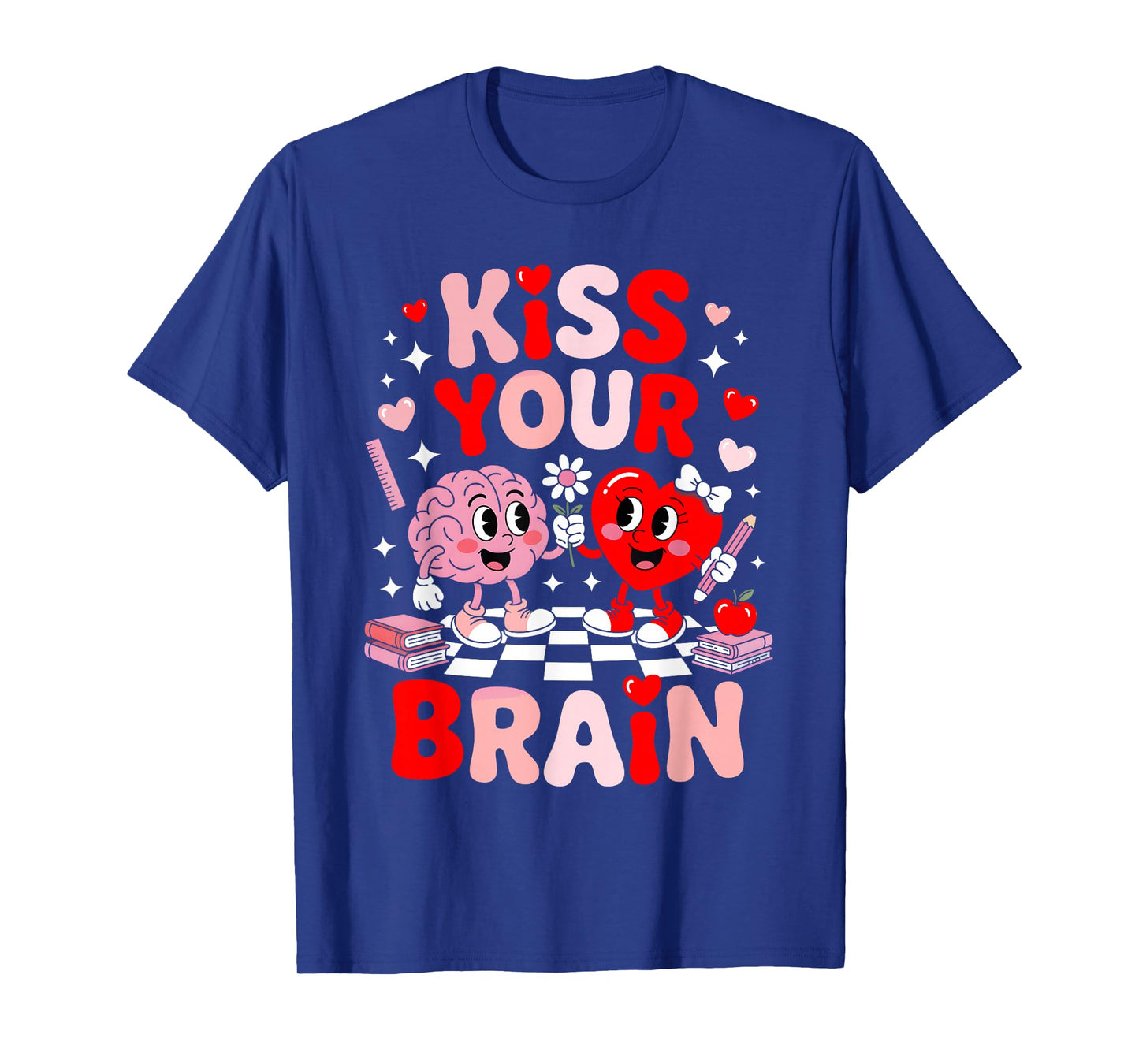 Kiss Your Brain Women Valentine's Day Retro School Counselor T-Shirt