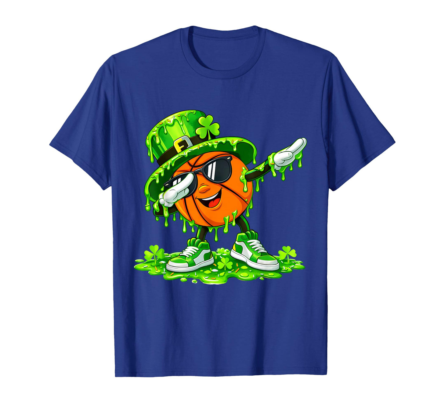 Dab Basketball St Patricks Day Ice Cream Drip Boys Shamrock T-Shirt