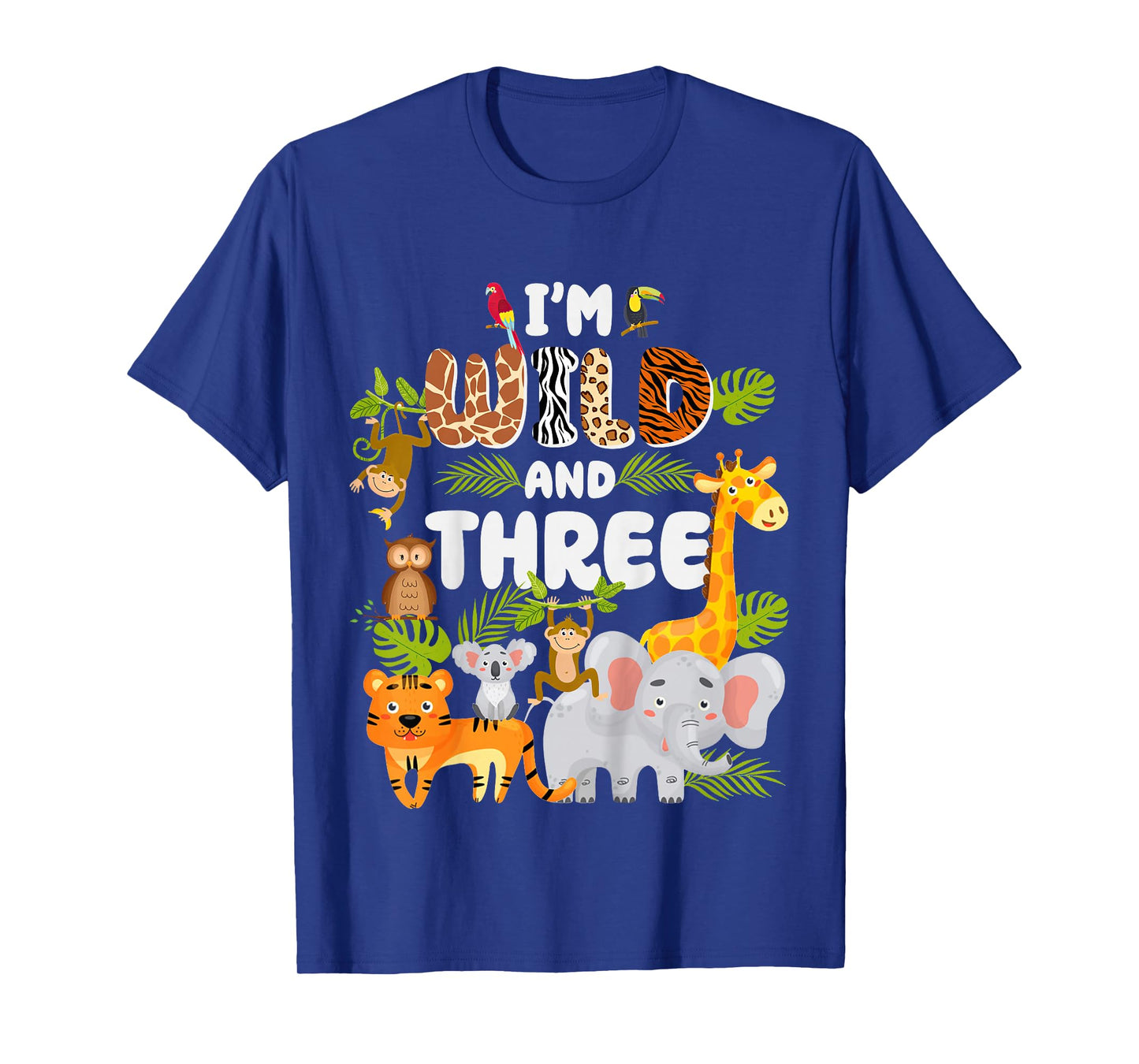 Wild And Three 3 Year Old 3rd Birthday Safari Jungle Animal T-Shirt