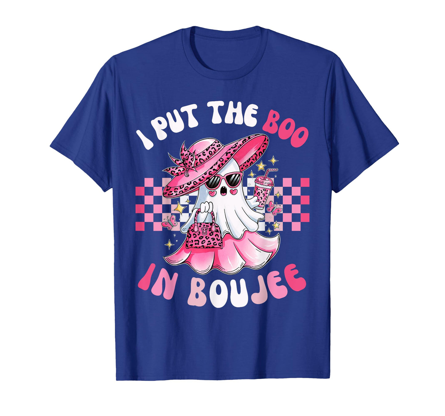 Funny I Put The Boo In Boujee Pink Ghost Halloween T-Shirt