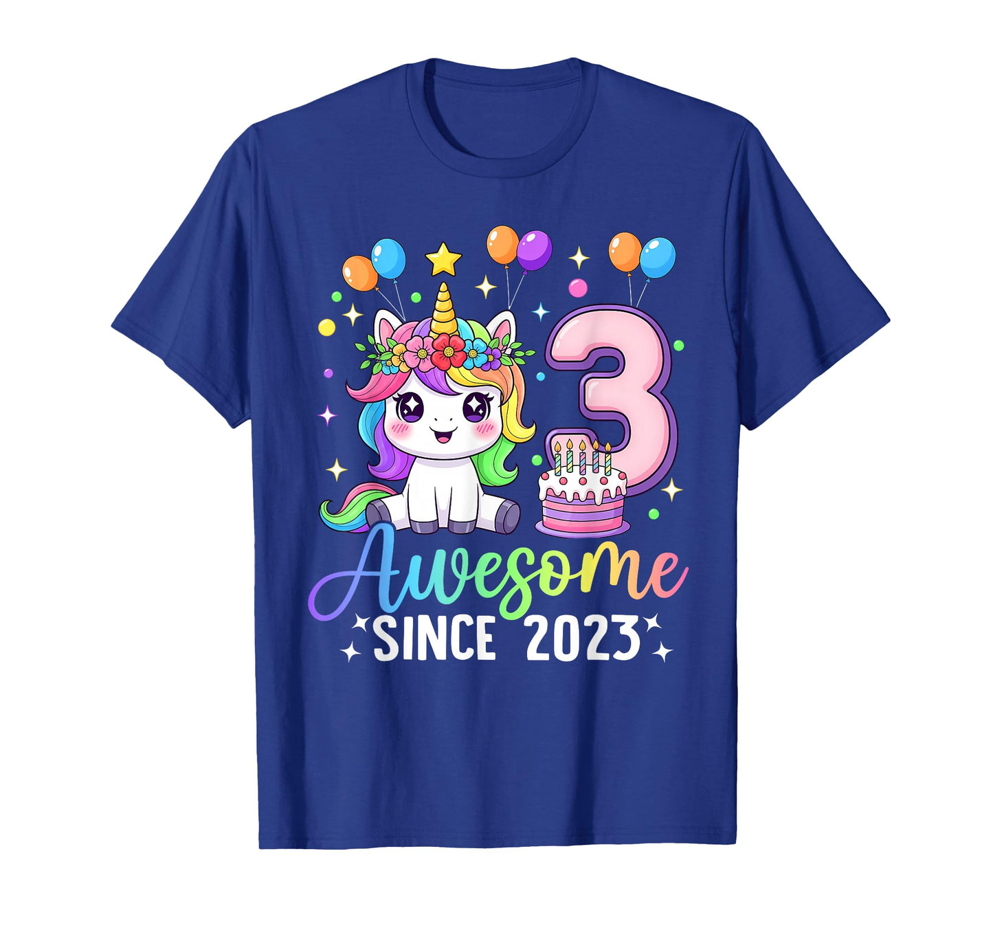 Unicorn 3rd Birthday 3 Year Old Unicorn Party Birthday Girl T-Shirt