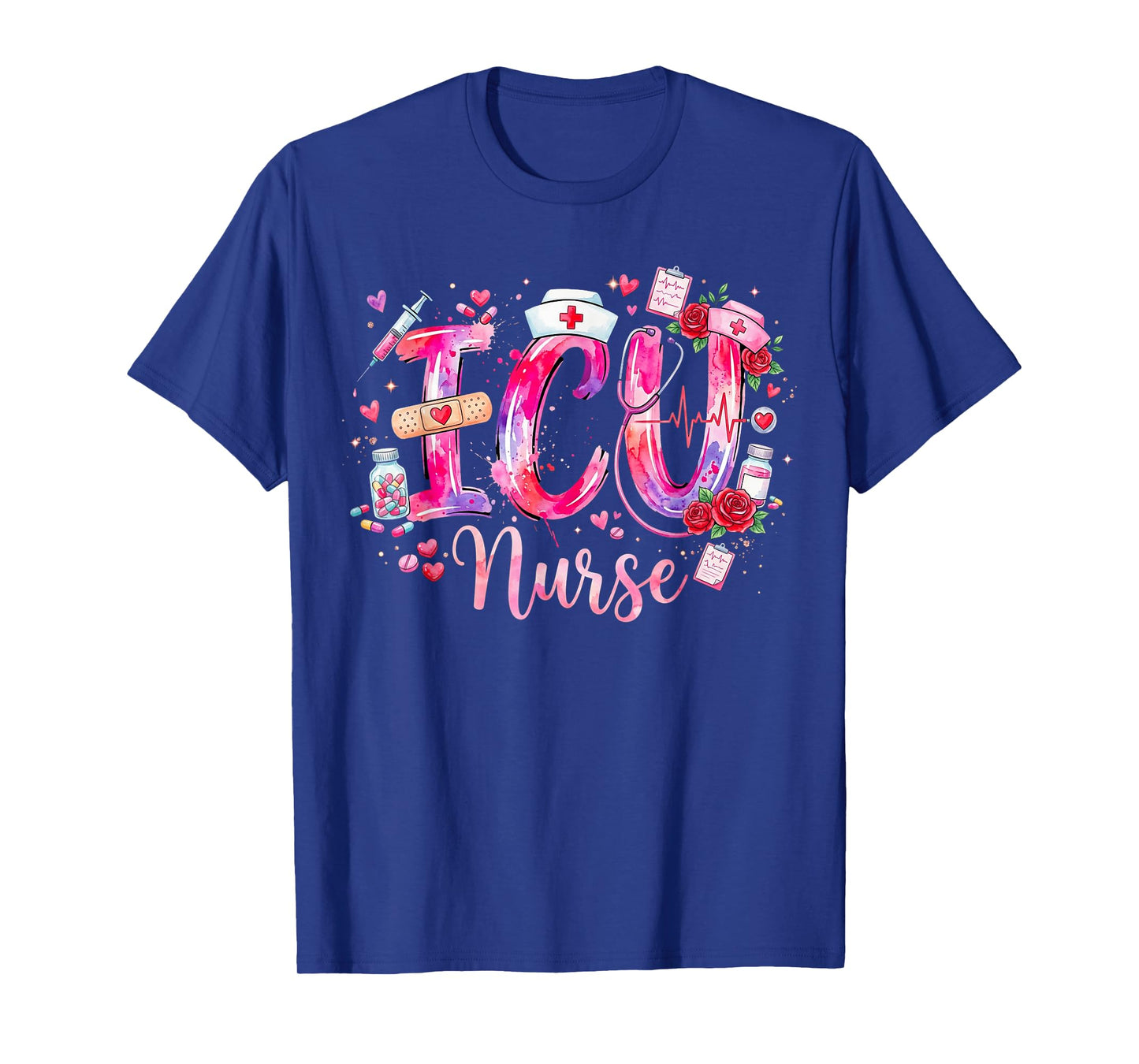Cute Hearts ICU Valentine Nurse Valentines Shirt Nurses T-Shirt