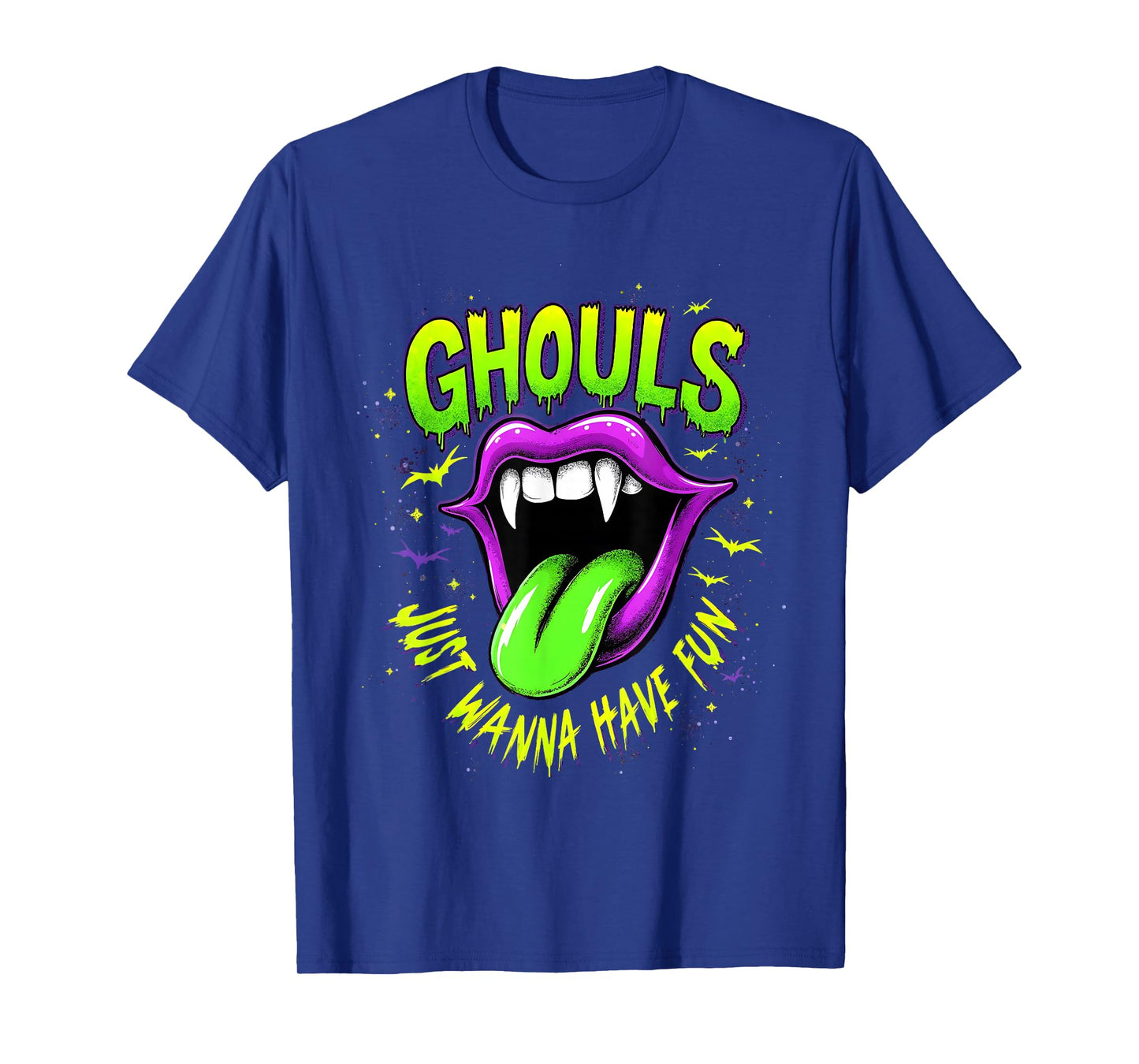 Neon Ghoul Vibes Funny Halloween Vampire Party Look T-Shirt