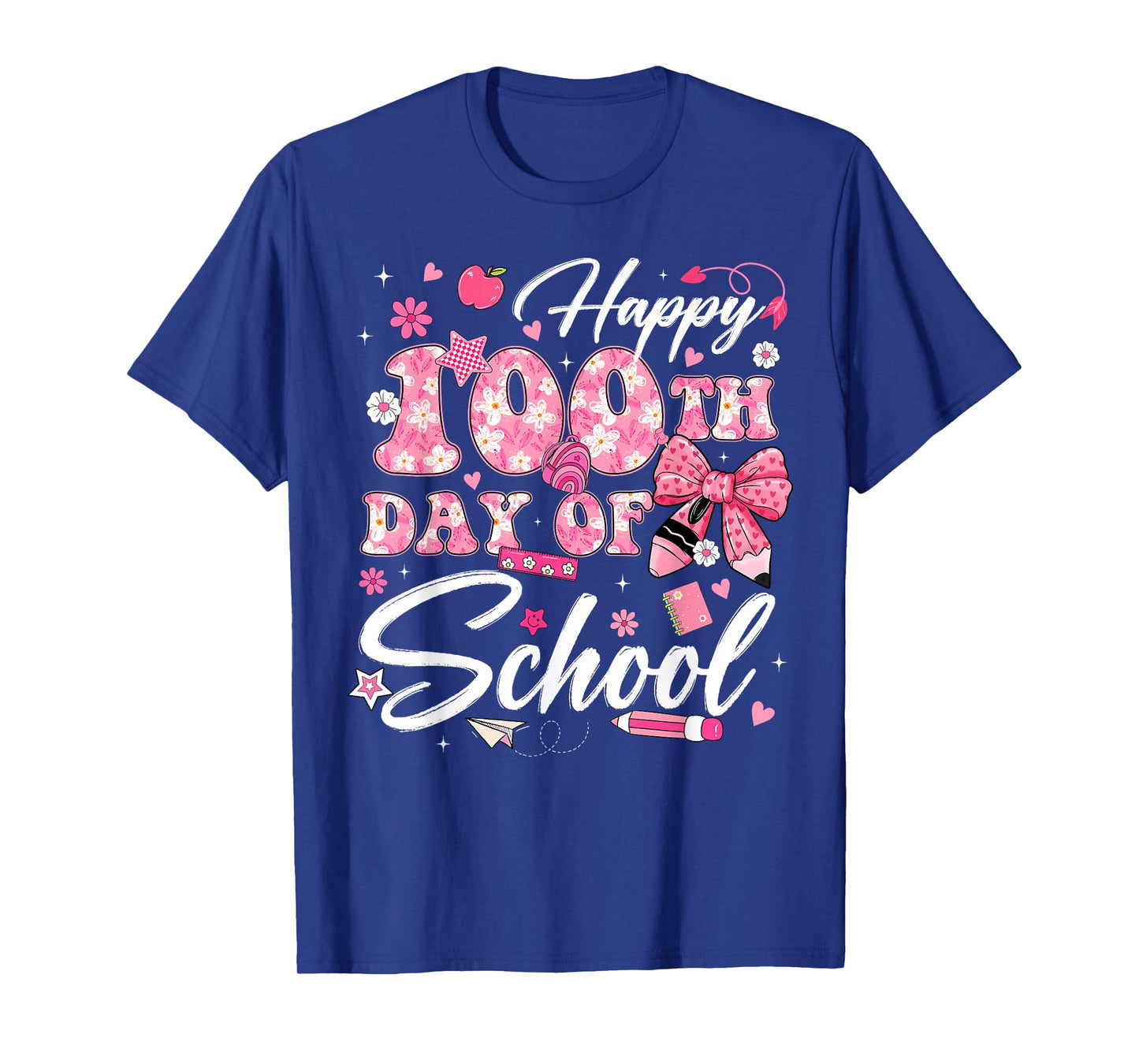 100th Day of School 100 Days Coquette Bow Teacher Floral T-Shirt