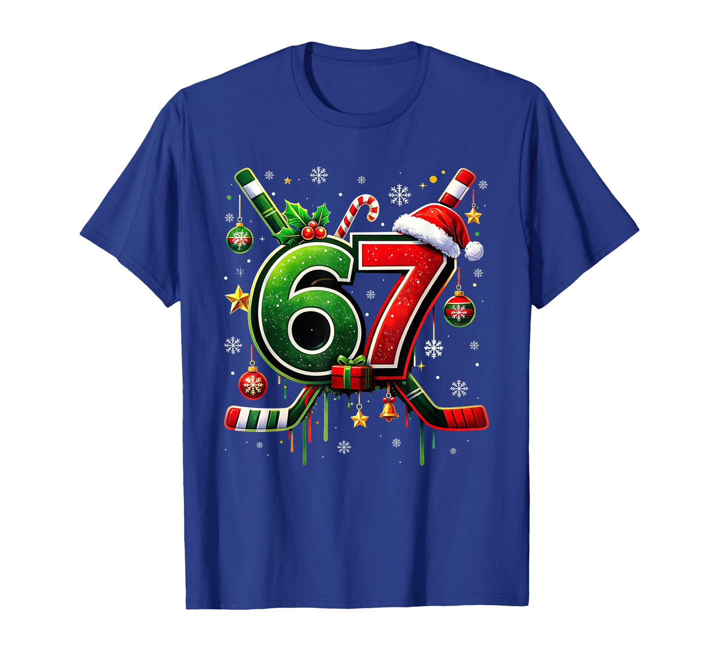 Funny 67 Six Seven Christmas Ice Hockey T-Shirt