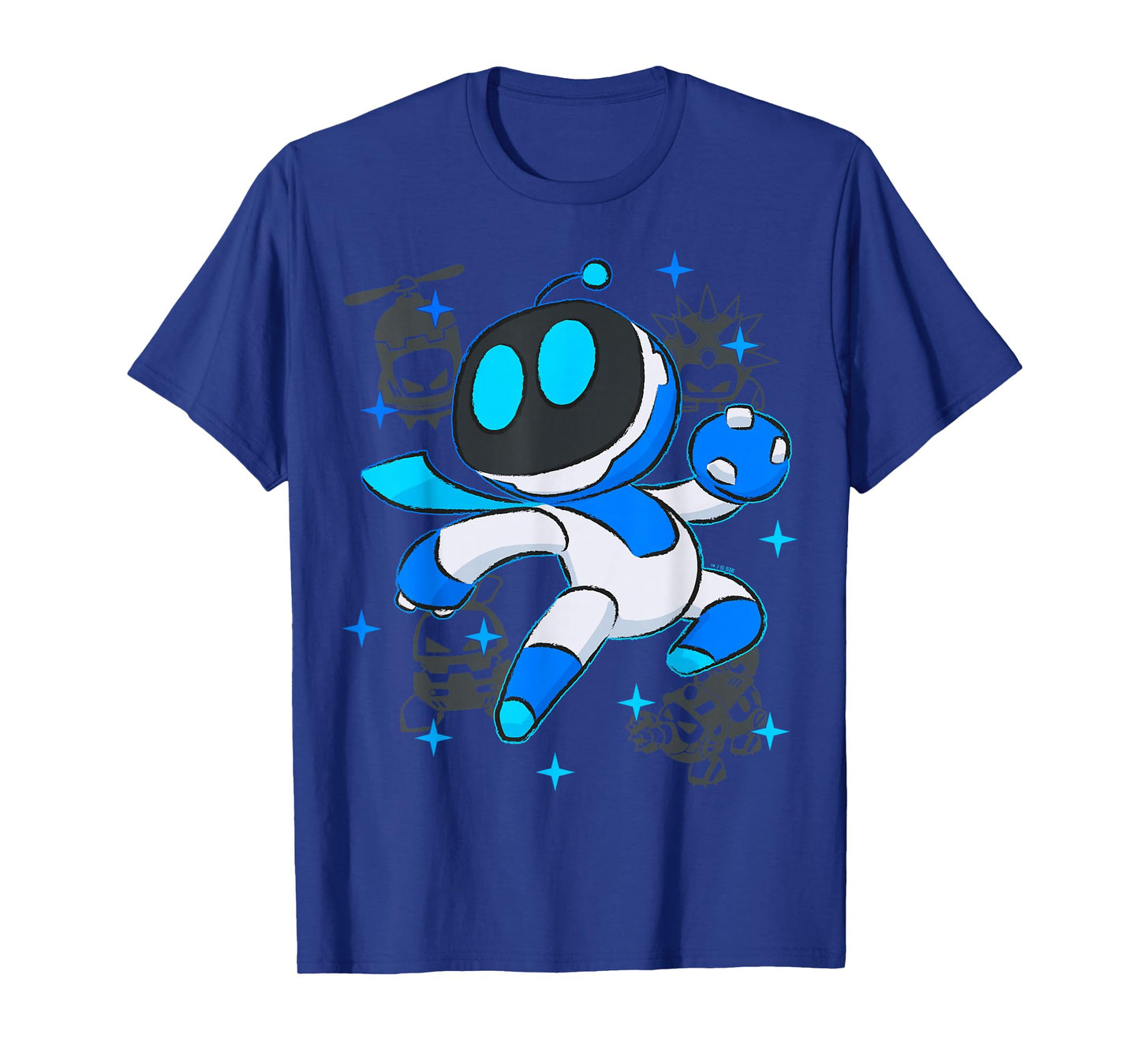 Astrobot PlayStation's Astro Bot Fighting Enemies in Space T-Shirt