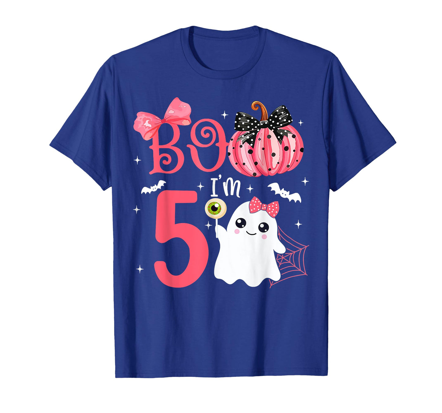 Boo I'm 5 Years Old Ghost 5th Birthday Halloween Ghost Girls T-Shirt
