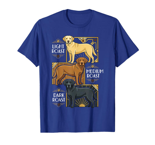 Funny Labrador Coffee Roasts Art Deco Black Yellow Lab Tee T-Shirt