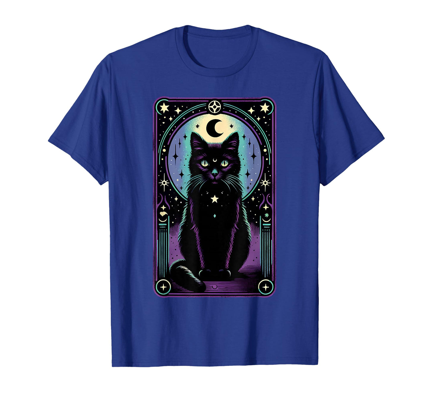 Tarot Card Crescent Moon Black Cat Lover Tarot Cat Vintage T-Shirt