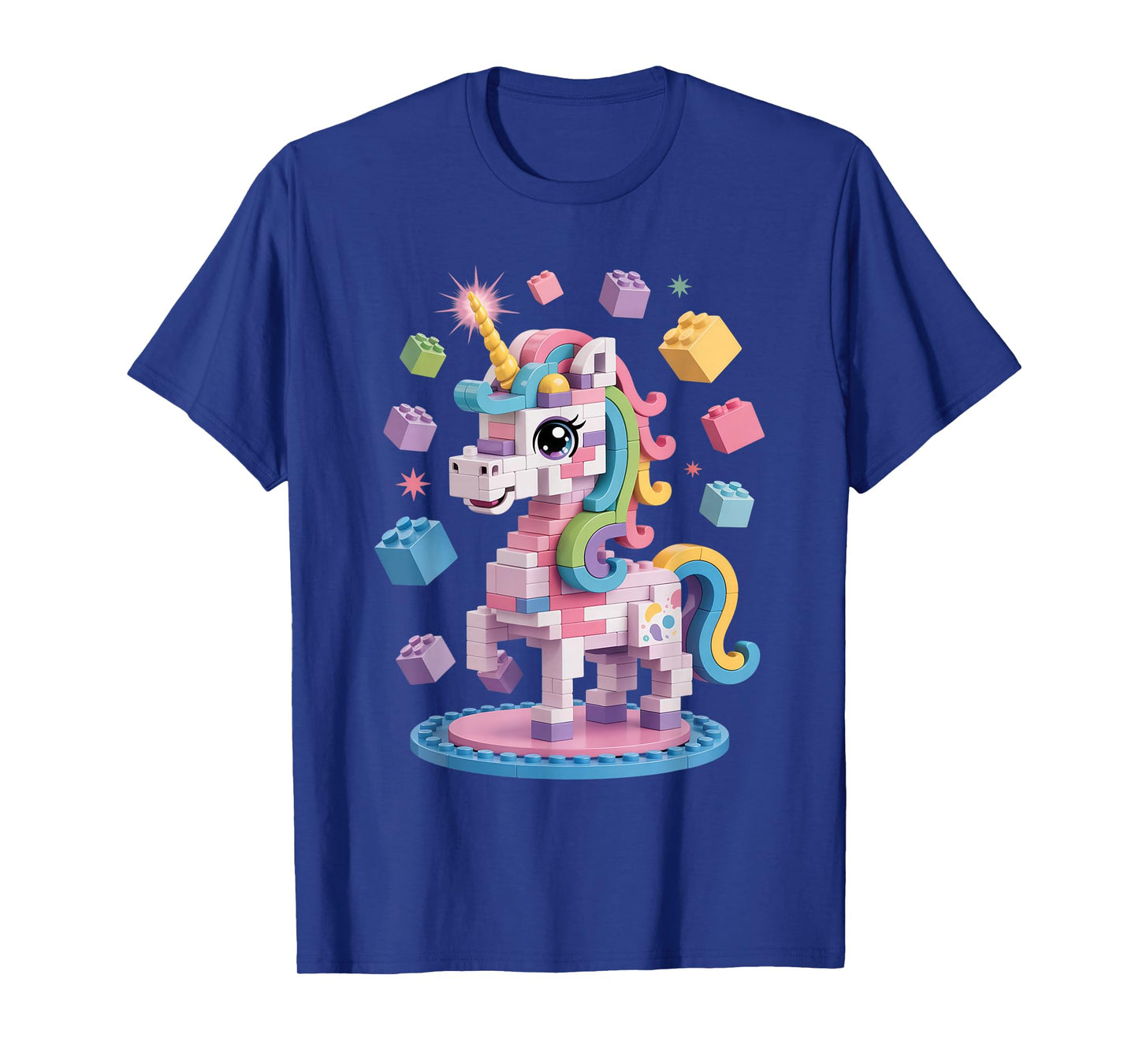 Funny Unicorn Master Builder Bricks Blocks Play Toys Girls T-Shirt