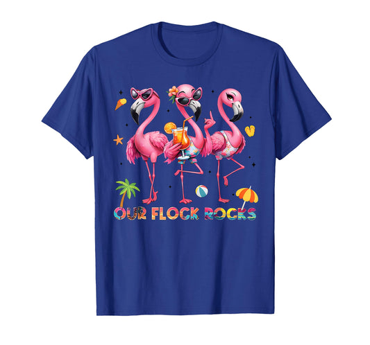 Our Flock Rocks Flamingo Summer Vacation Family Matching T-Shirt