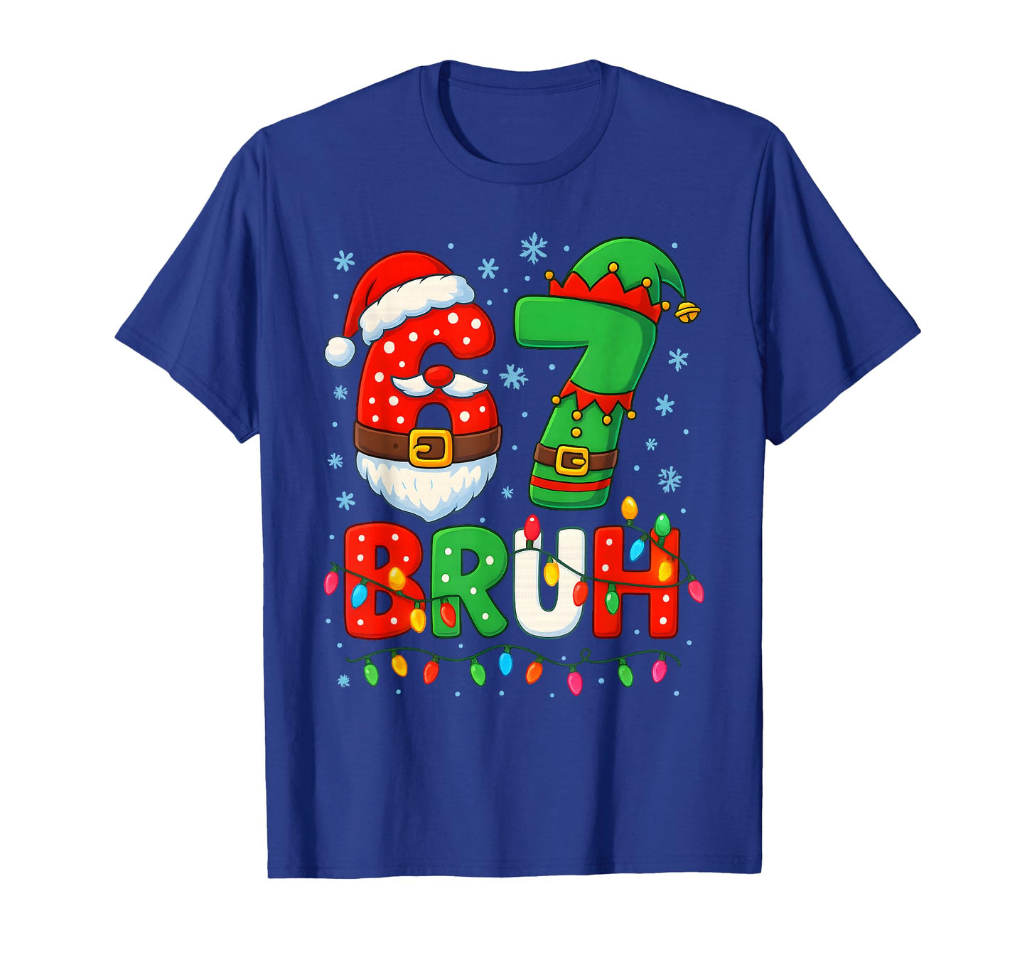 67 Six Seven Bruh 6 7 Meme Funny Christmas Boys Santa Elf T-Shirt