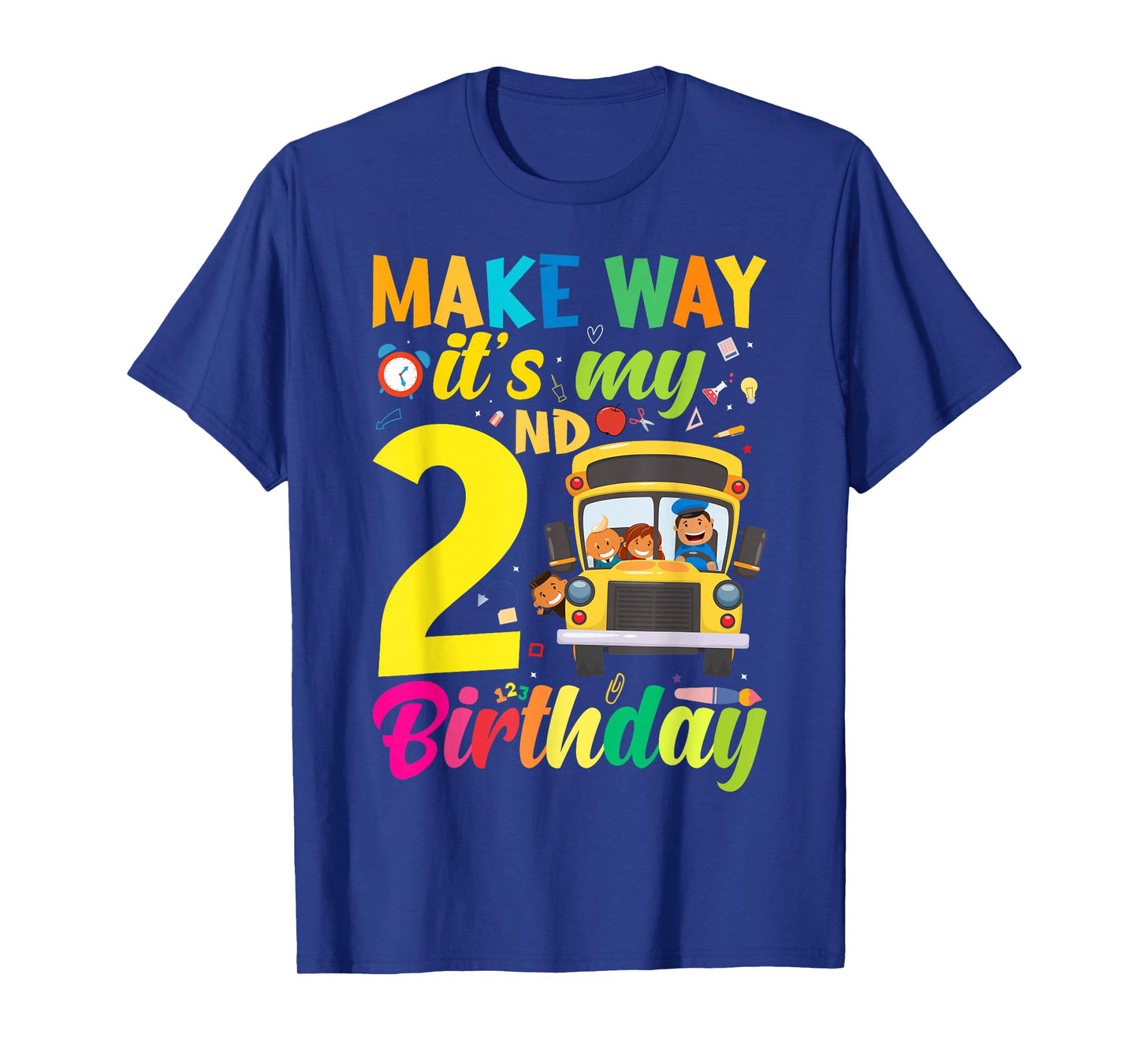 Make way it's my 2nd birthday School Bus Theme kids Party T-Shirt