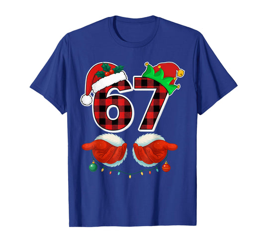 67 Meme Funny Christmas Red Plaid Xmas Pajamas Slang Kids T-Shirt