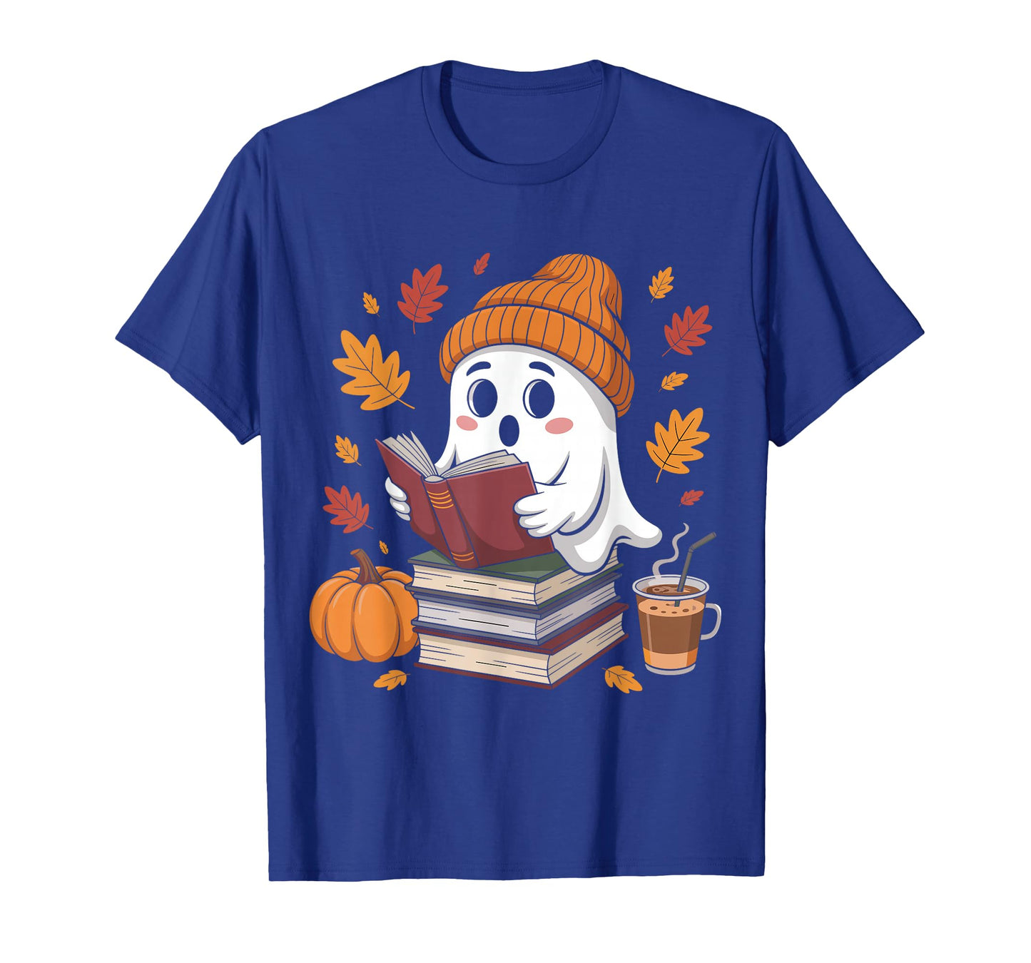 Cute Ghost Reading Book Lovers Halloween Ghost Coffee Women T-Shirt