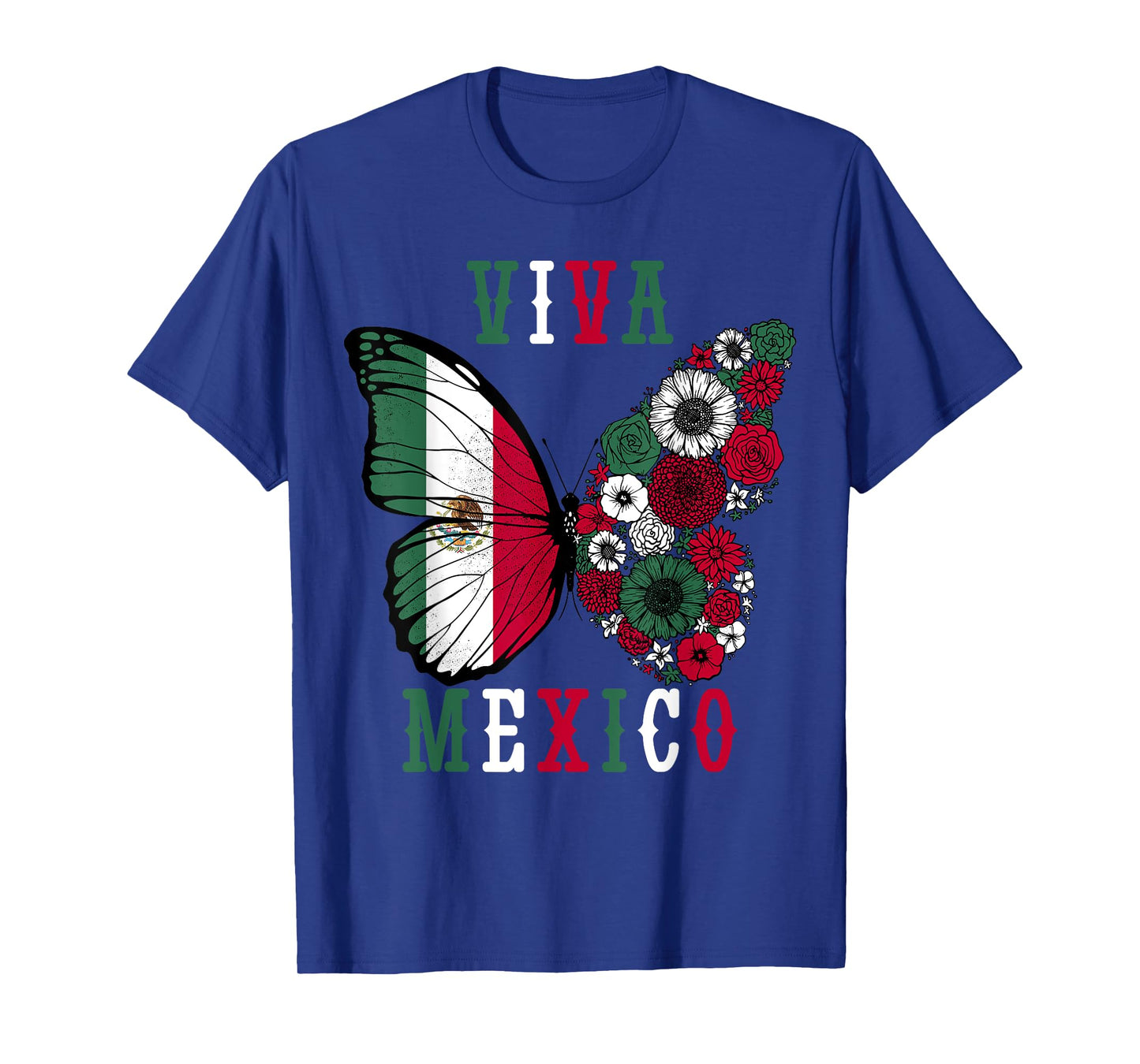 Viva Mexico Mexican Independence Day Butterfly Flower Mexico T-Shirt