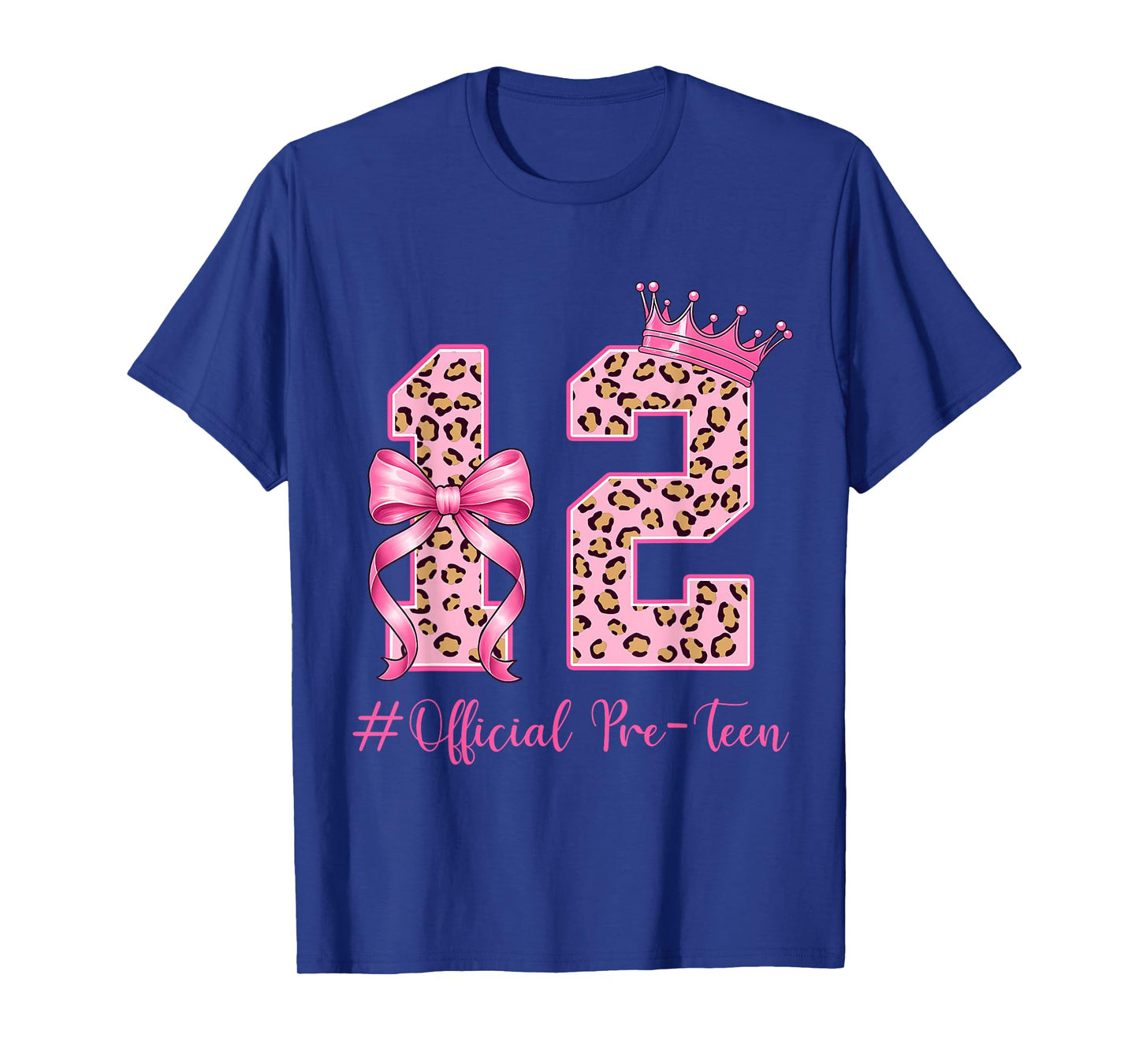 12th Birthday Girl Pink Coquette Bow Leopard 12 Year Old T-Shirt