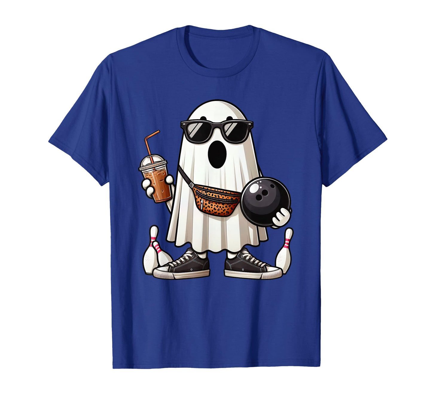 Funny Ghost Bowling Boo Coffee Halloween Mens Womens Kids T-Shirt