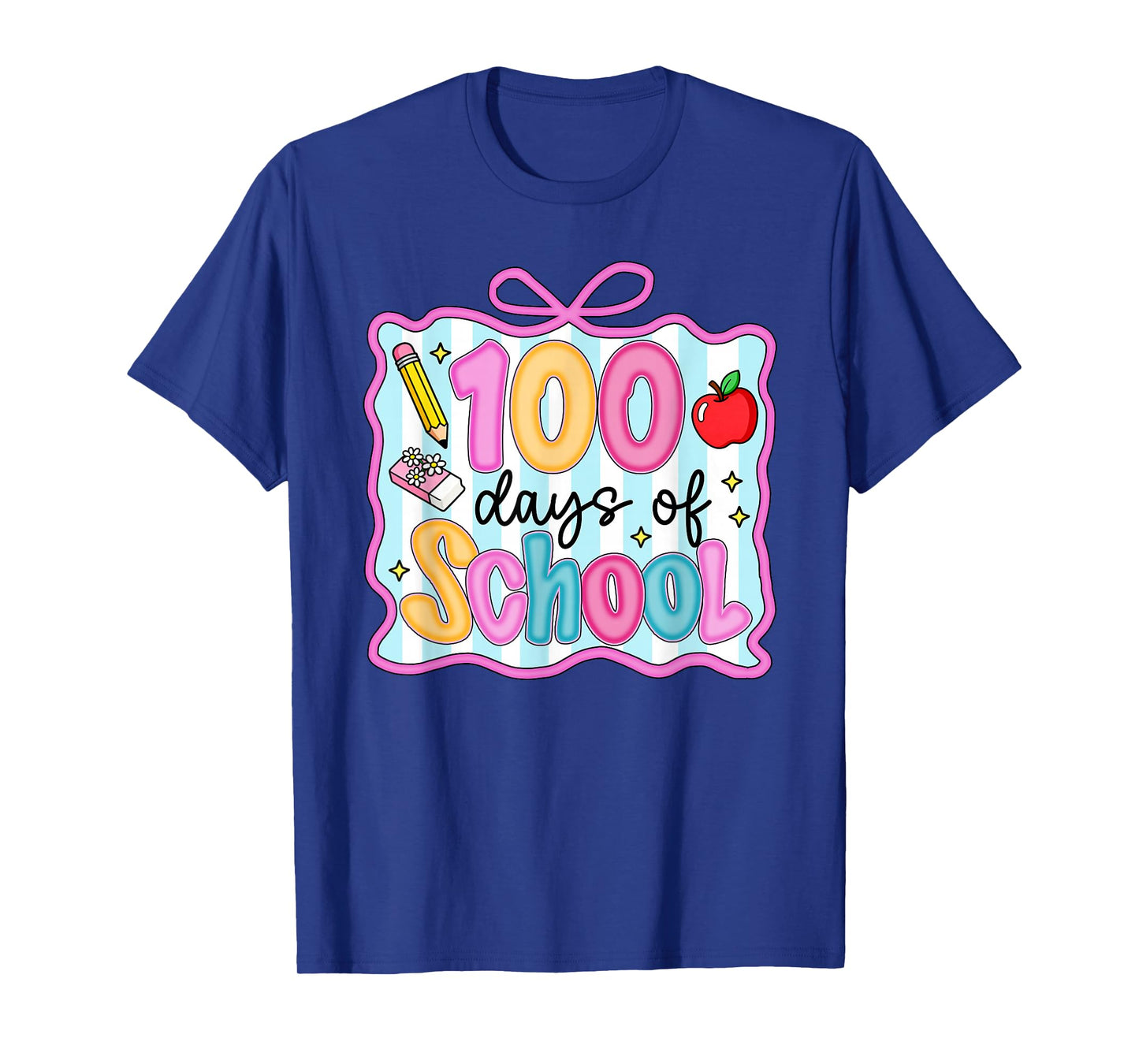 100 Days of School Preppy Coquette Bow 100th Day Teacher Kid T-Shirt