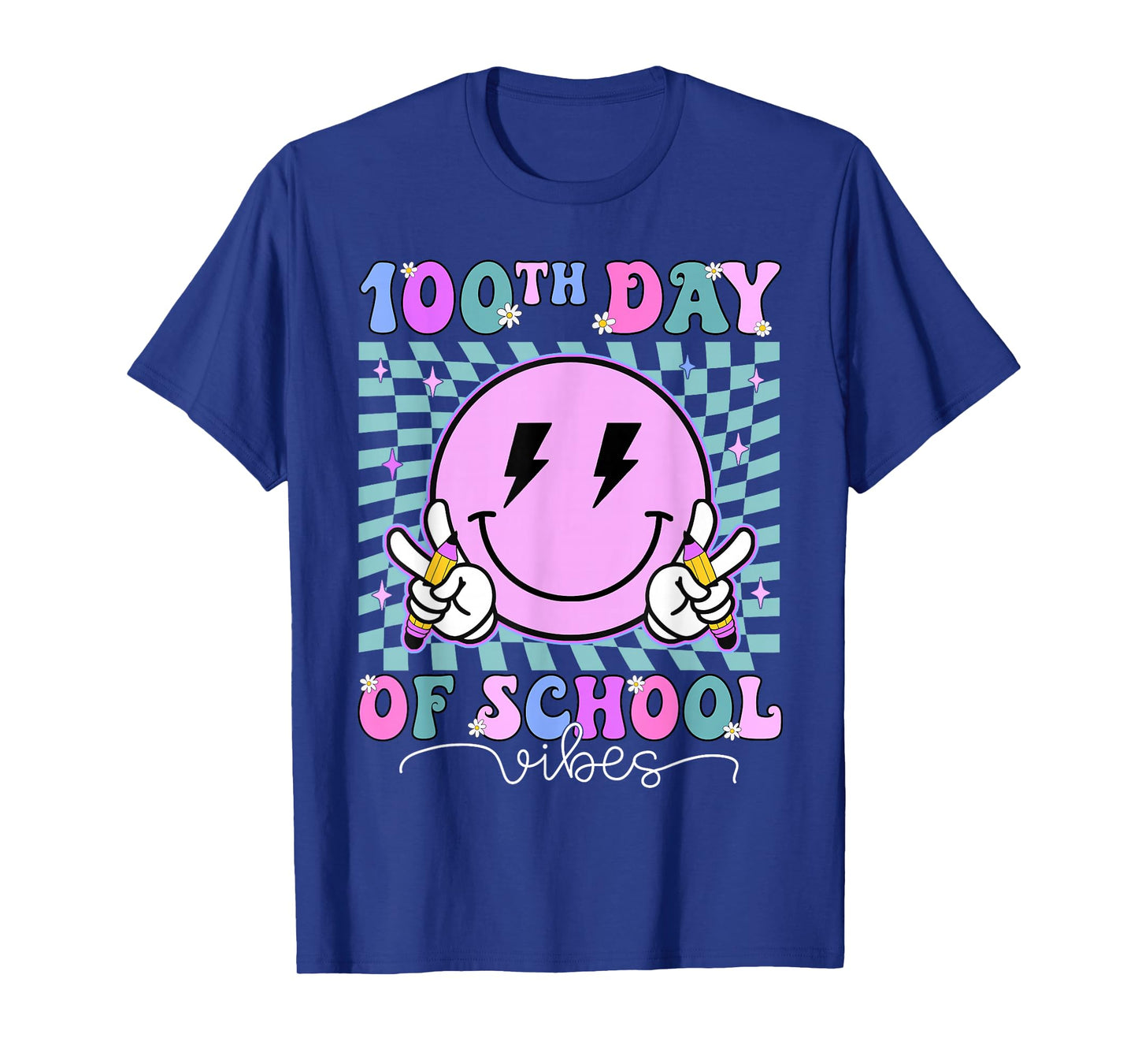 Funny 100 Days Shirt 100th Day of School Vibes Kid Boys Girl T-Shirt