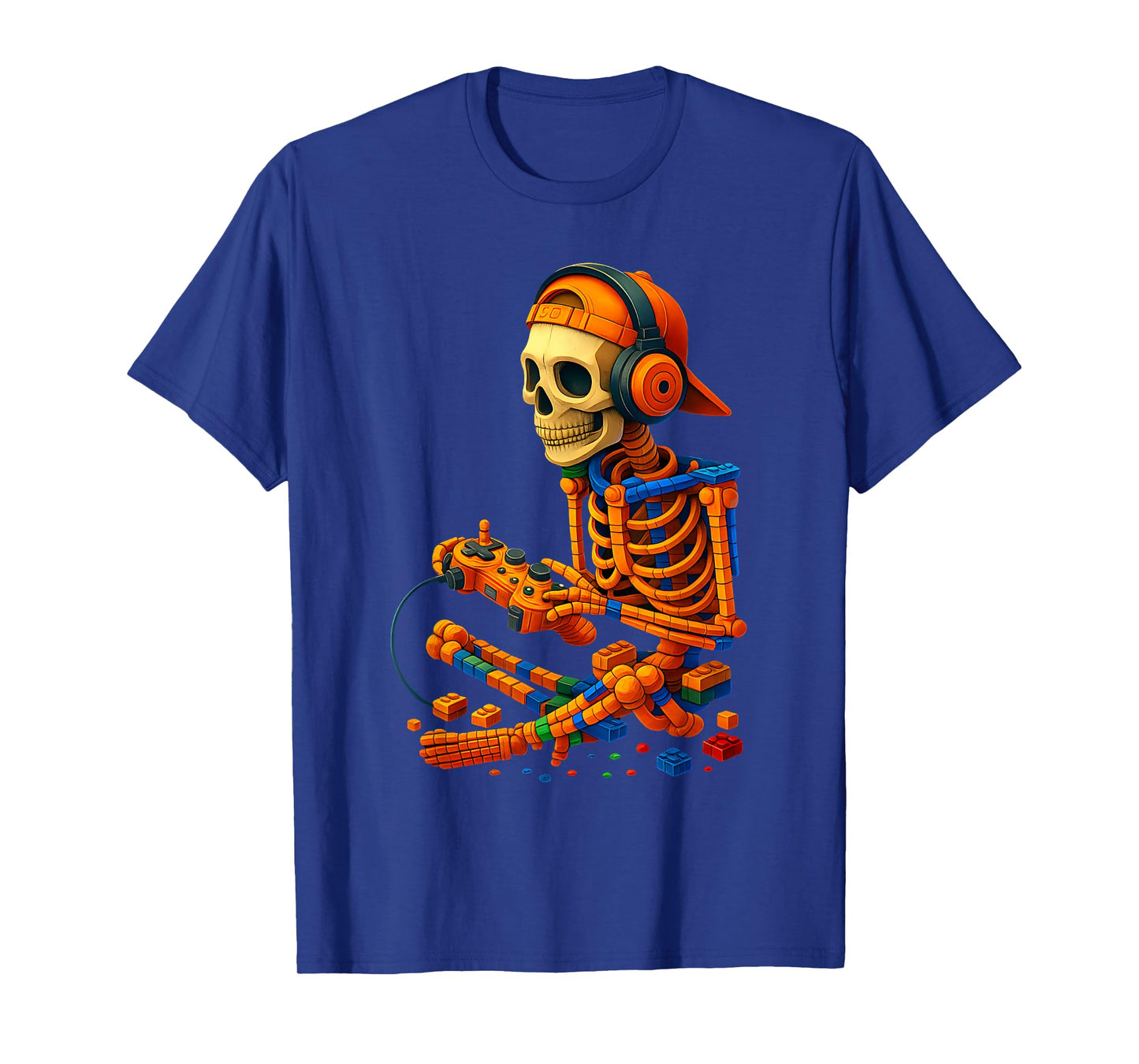 Halloween Skeleton Gamer Video Gaming Master Builder Boys T-Shirt