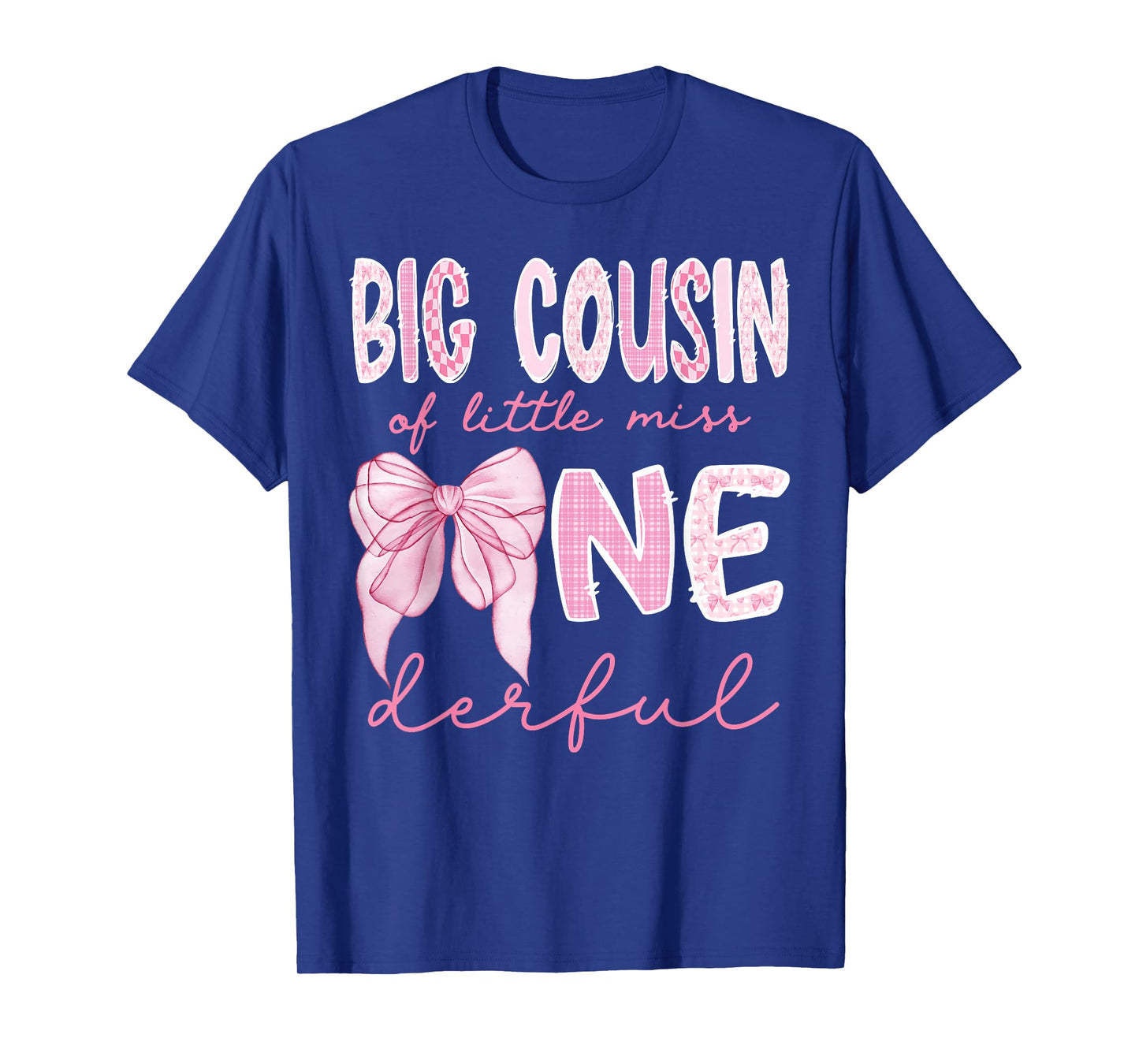 Big Cousin of Little Miss Onederful First Birthday Girl Bow T-Shirt