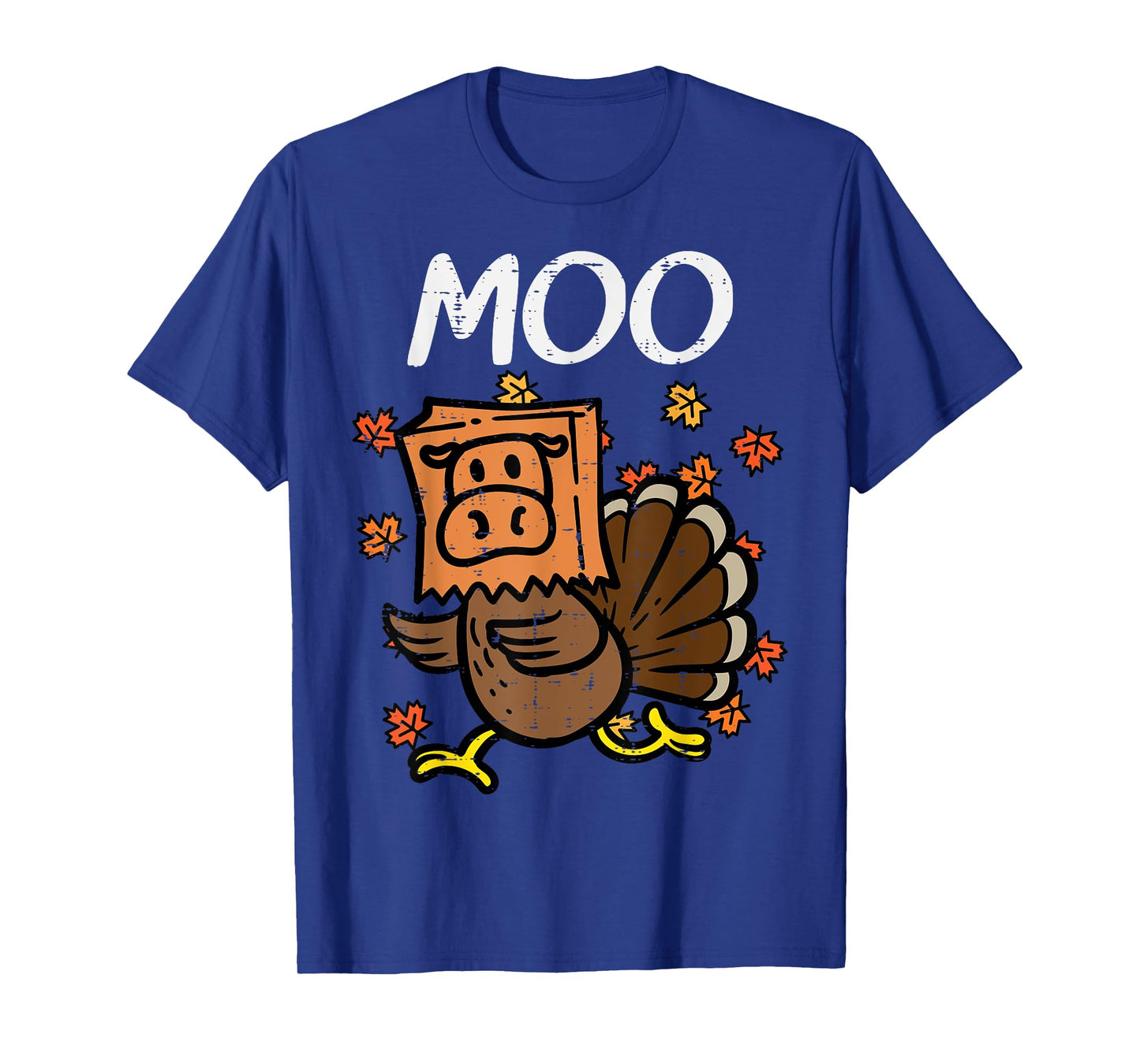 Thanksgiving Turkey Moo Cow Head Funny Fall Men Women Kids T-Shirt