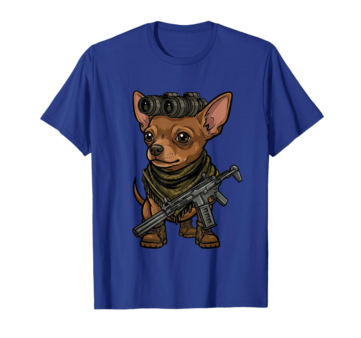 Chihuahua with NVG Funny Tactical Chihuahua Military Meme T-Shirt