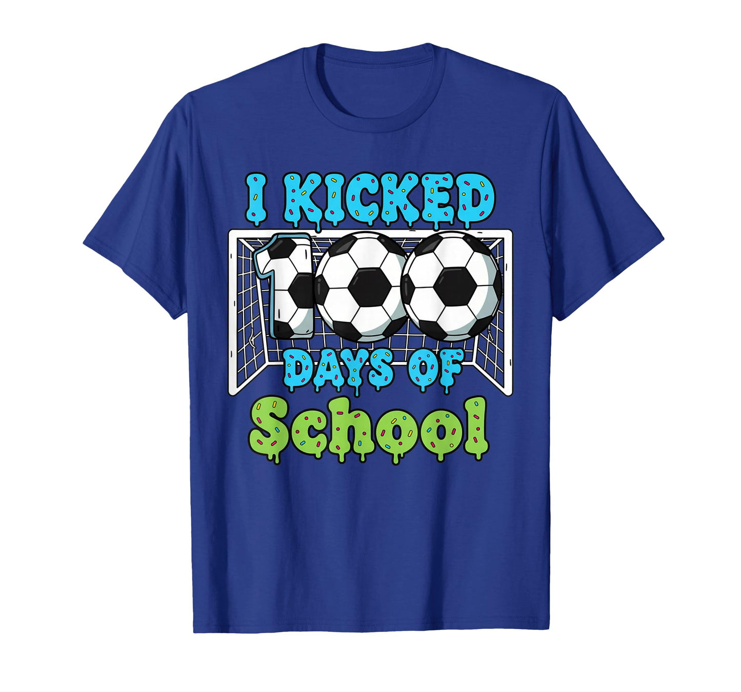 I Kicked 100 Days of School Soccer Funny Boys Kids Sports T-Shirt