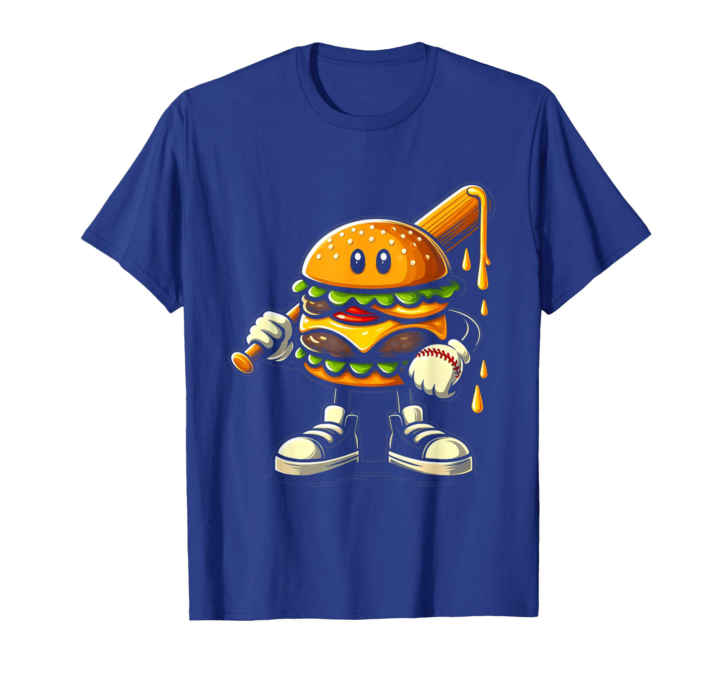 Hamburger Cheeseburger Playing Baseball Sports Player Fan T-Shirt