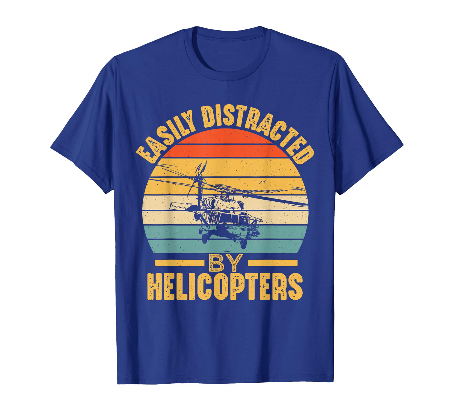 Helicopter Pilot Ideas Easily Distracted By Helicopters Funny Unisex Black Cotton 65% Polyester 35% T-Shirt