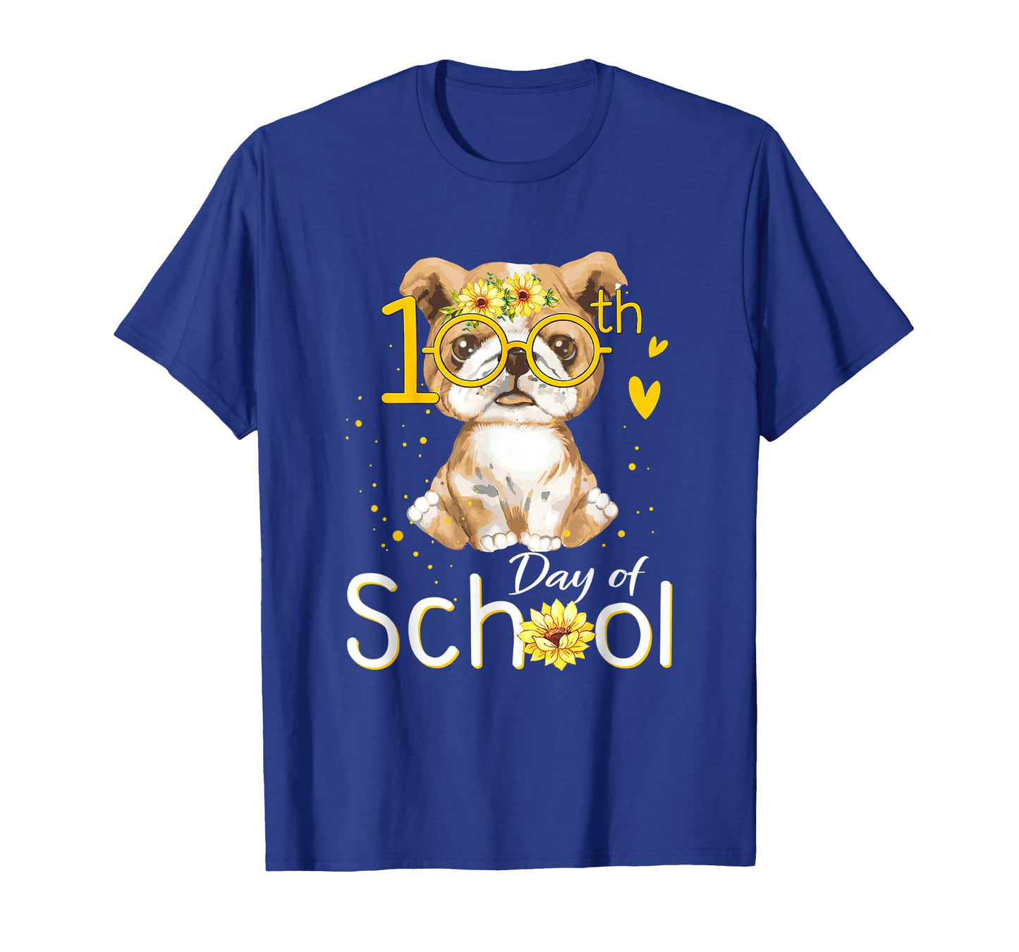 Happy 100 Days of School Bulldog 100th Day of School T-Shirt