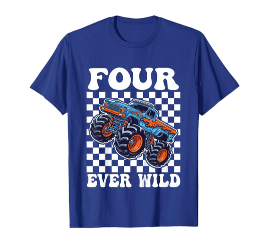 4th Birthday Monster Truck 4 Year Old Boys 4th Party T-Shirt